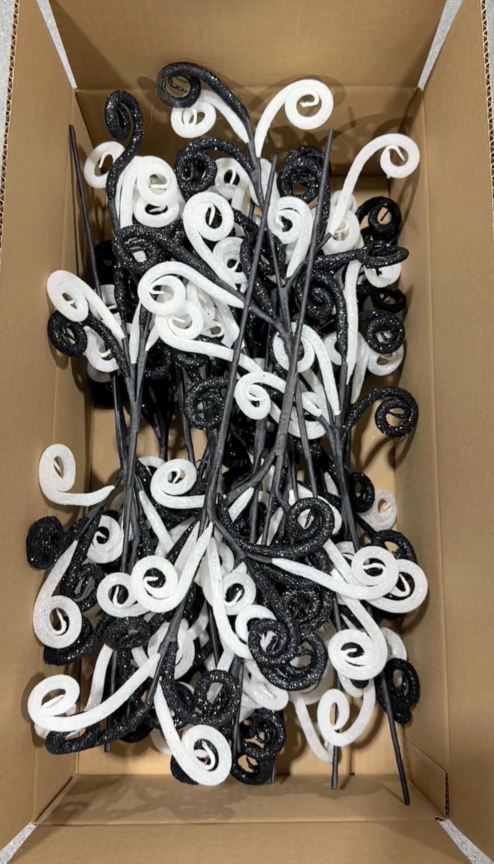 Box of Black White Curl Sprays, 24 Used, Warehouse Sale