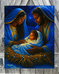 Blue Gold Nativity, Christmas Sign, Christmas Decor, Christmas Wall Art