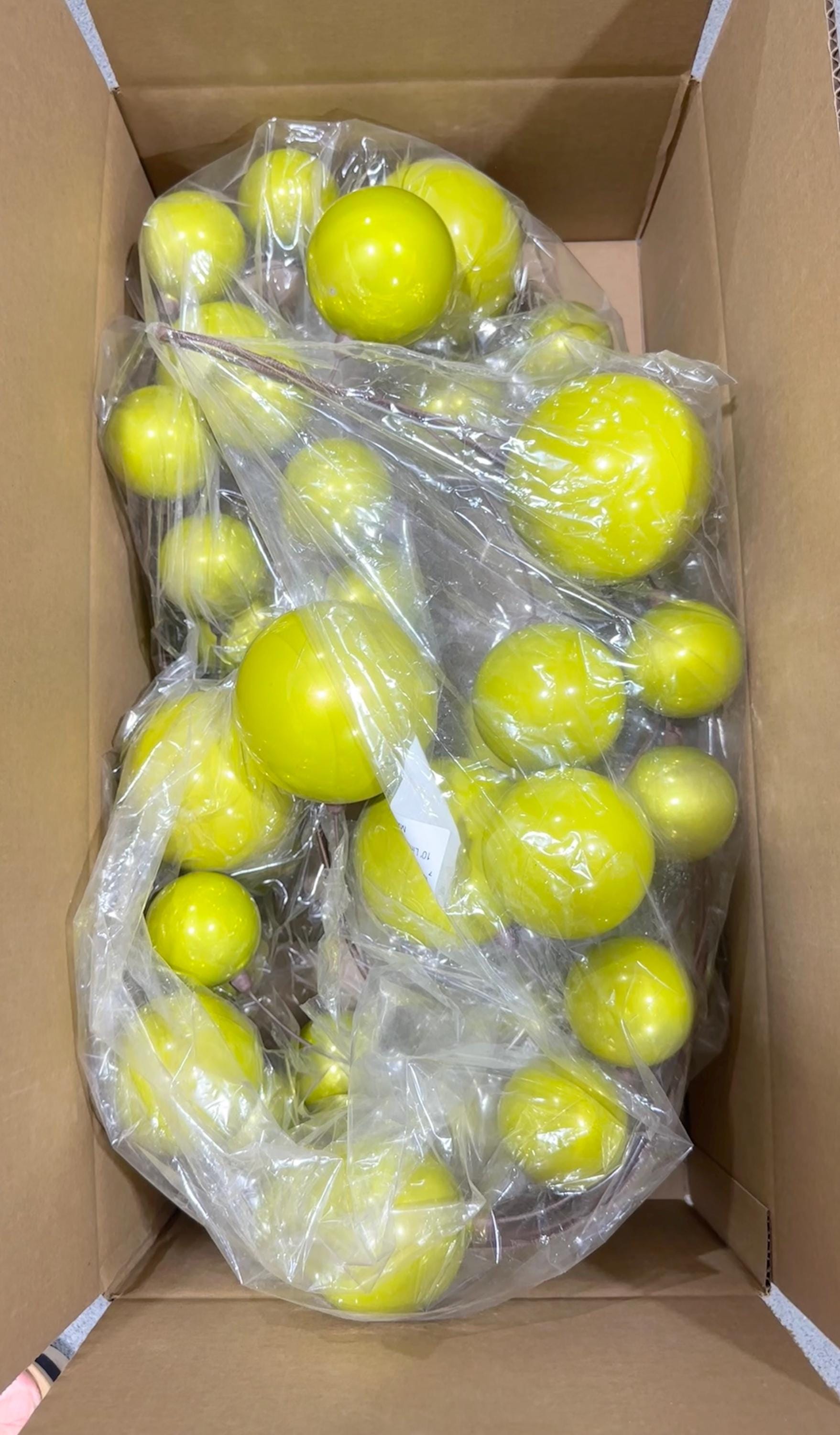 Box of Vickerman Pearlized Garland Partial around 6 foot ~ Chartuese~ Used, Warehouse Sale