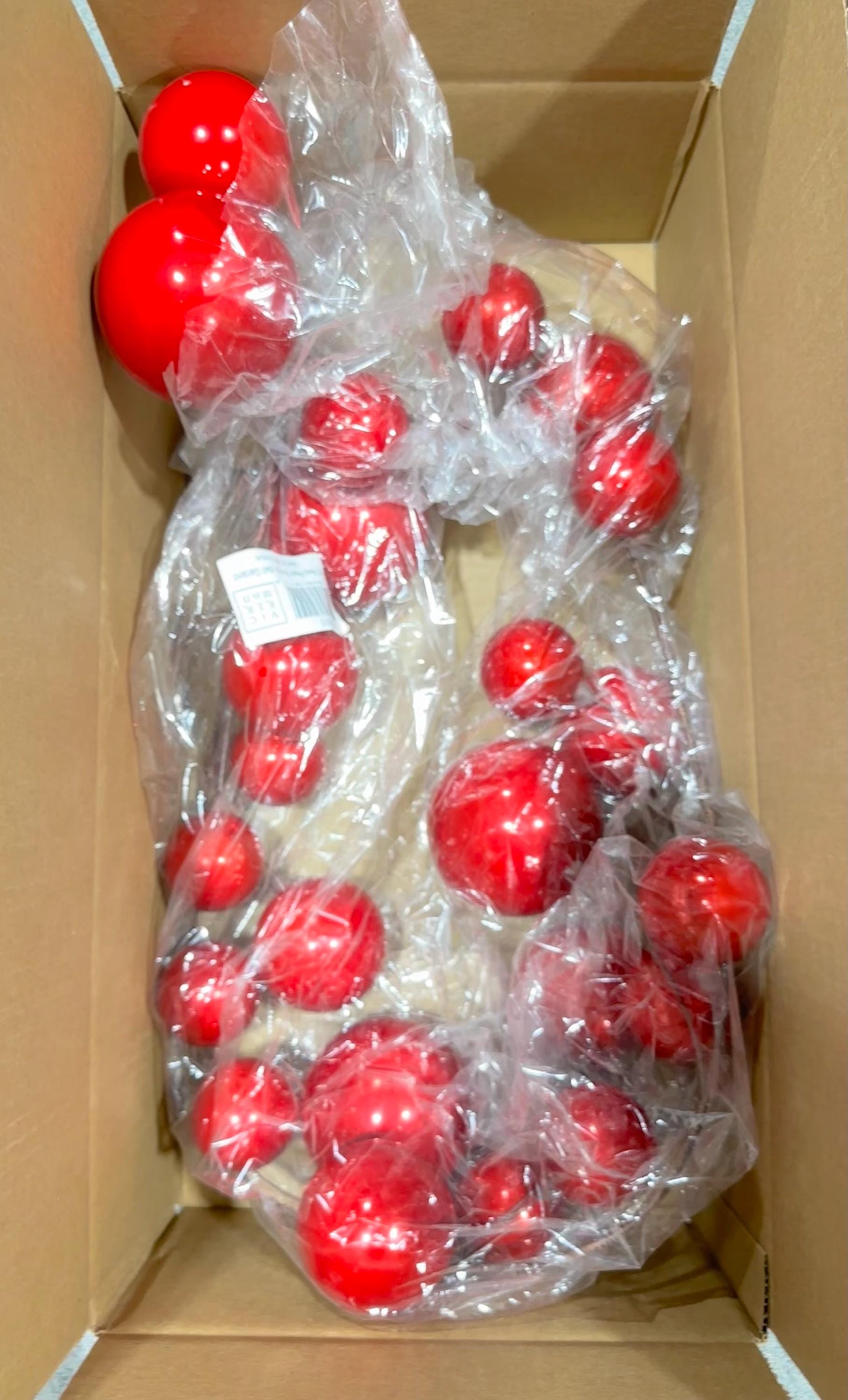 Box of Vickerman Pearlized Garland Partial around 6 foot ~ Red~  Used, Warehouse Sale