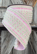 Pink Velvet Pearl Wired Ribbon 4 Inch