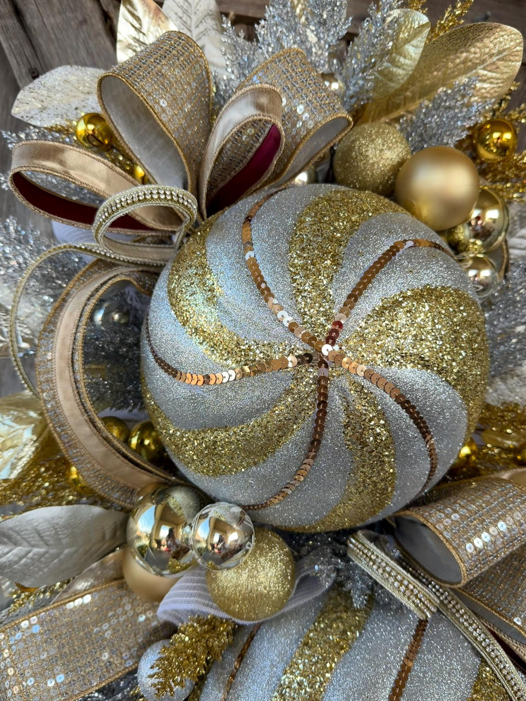 Gold Christmas Decor, Metallic Christmas, Christmas Swag, Christmas Wreath, Christmas Door Hanging, Holiday Swag