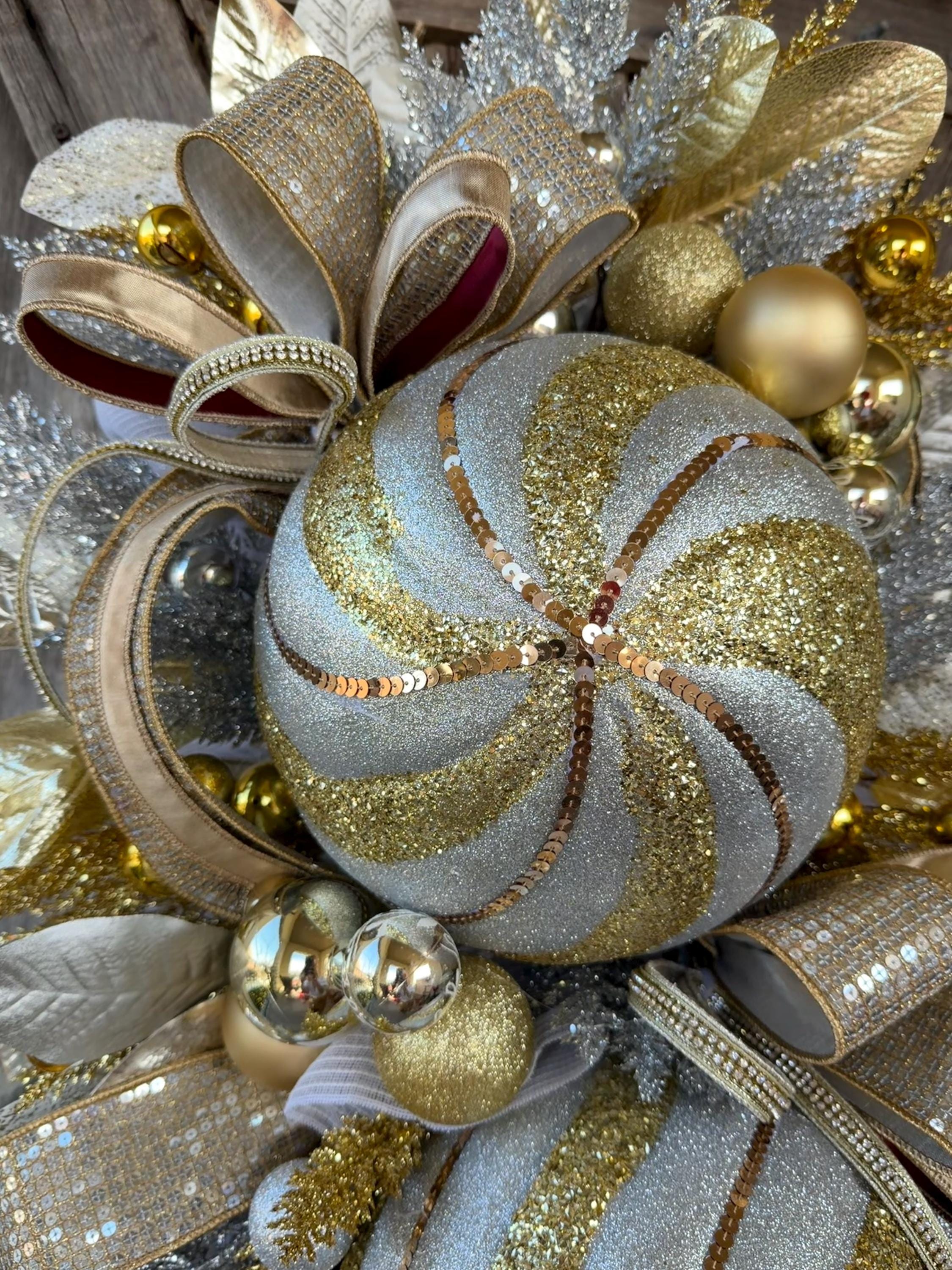 Gold Christmas Decor, Metallic Christmas, Christmas Swag, Christmas Wreath, Christmas Door Hanging, Holiday Swag