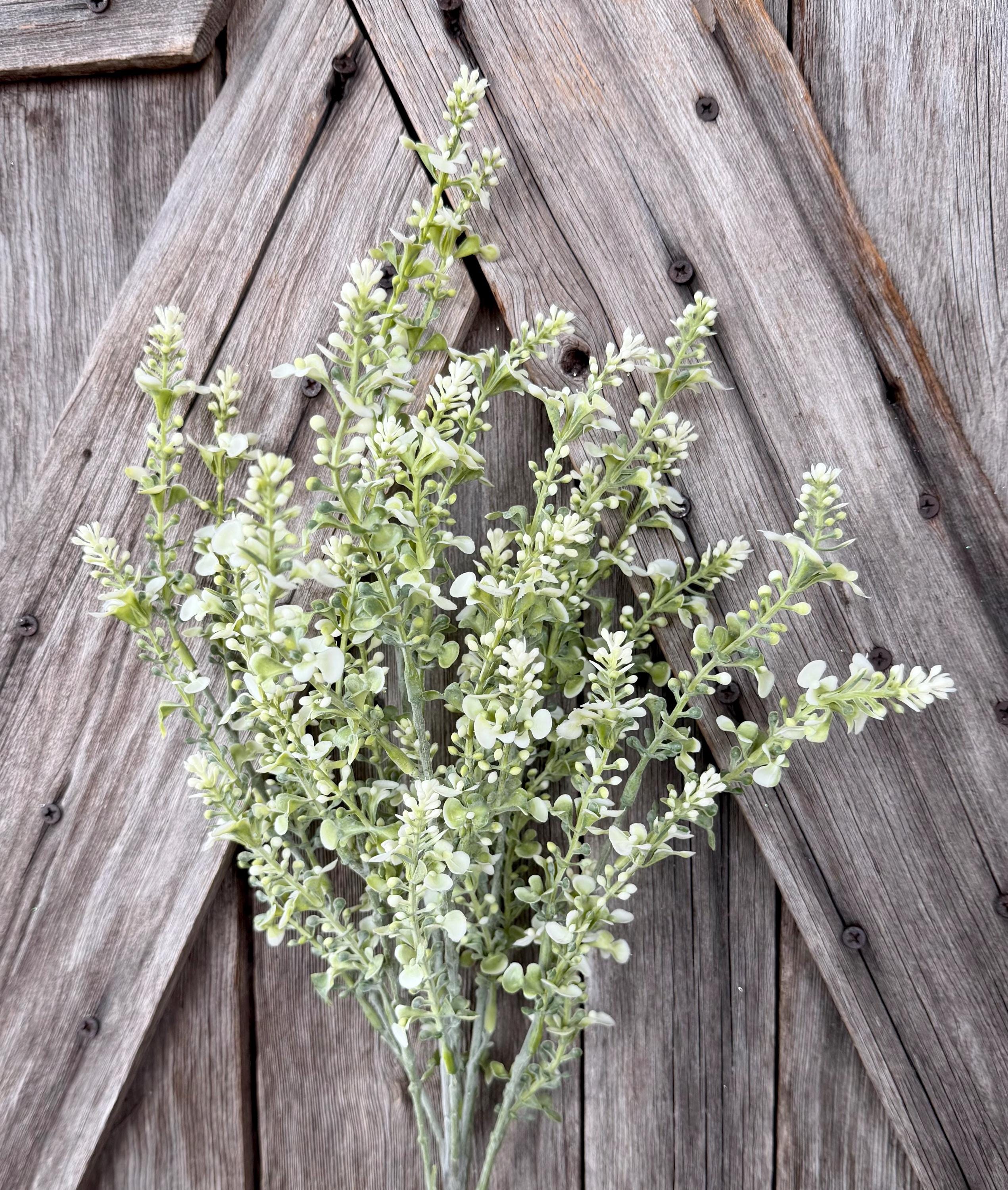 Green White Wild Seed Blossom Bush, Wreath Supply, Floral