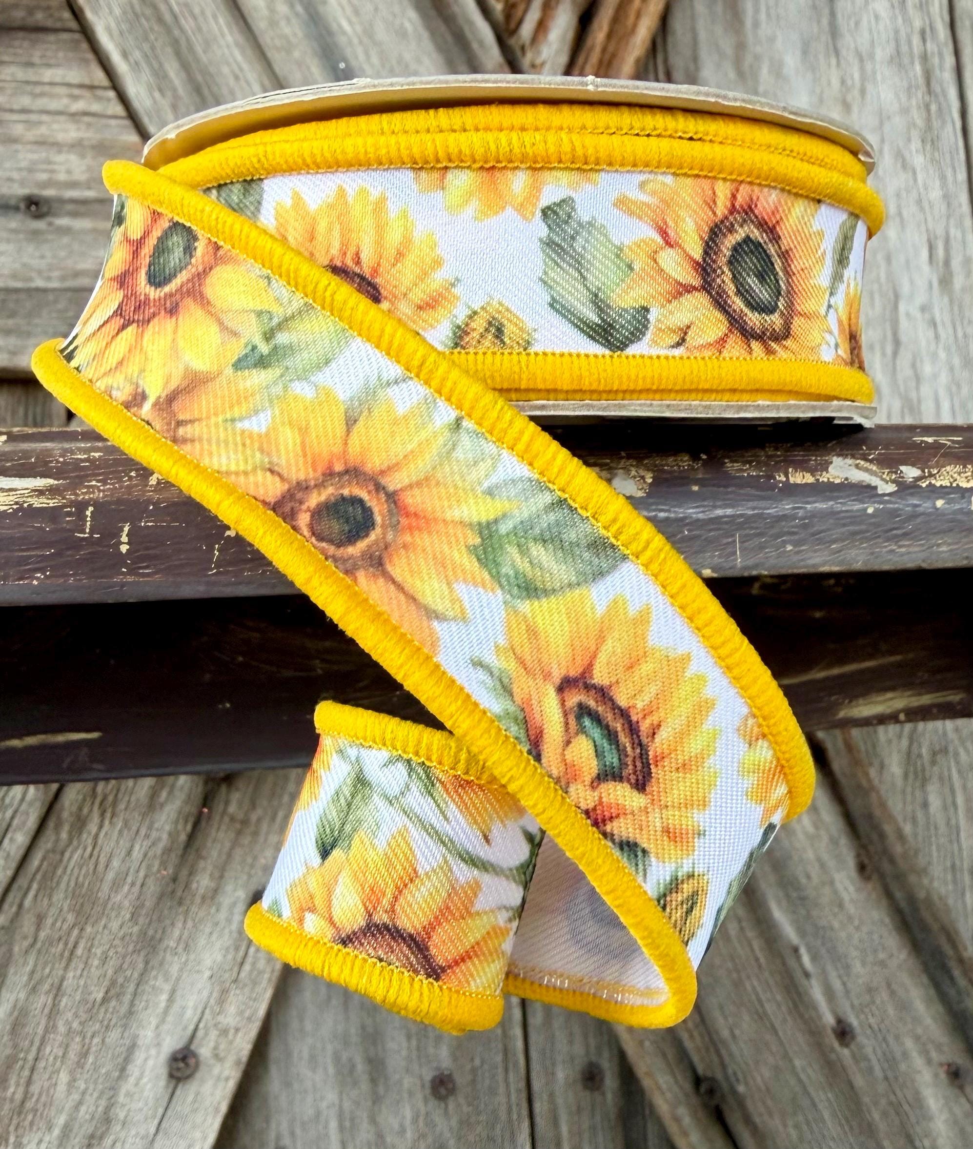 Sunflower Wired Ribbon 7/8 Inch