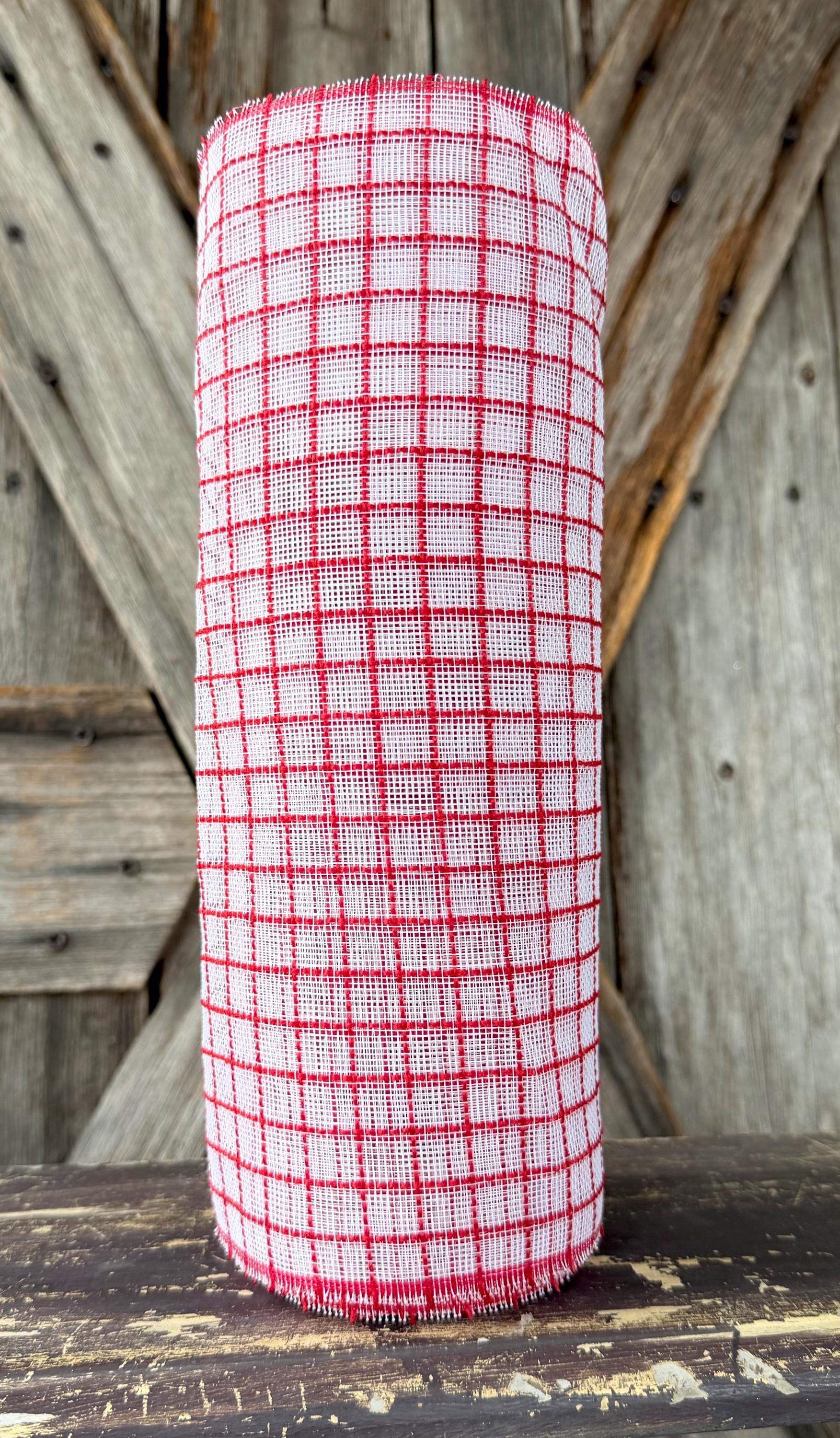10 Yards, Fine Weave Red White Check Mesh