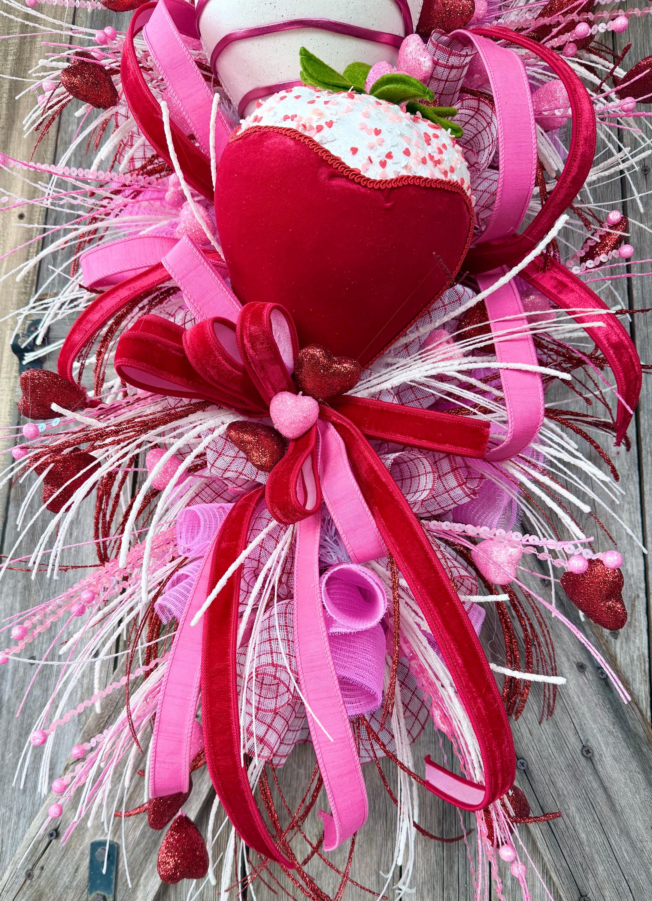 Valentine Wreath, Valentine Decor, Valentine Door, Strawberry, Love Decor, Heart Decor, Heart Wreath