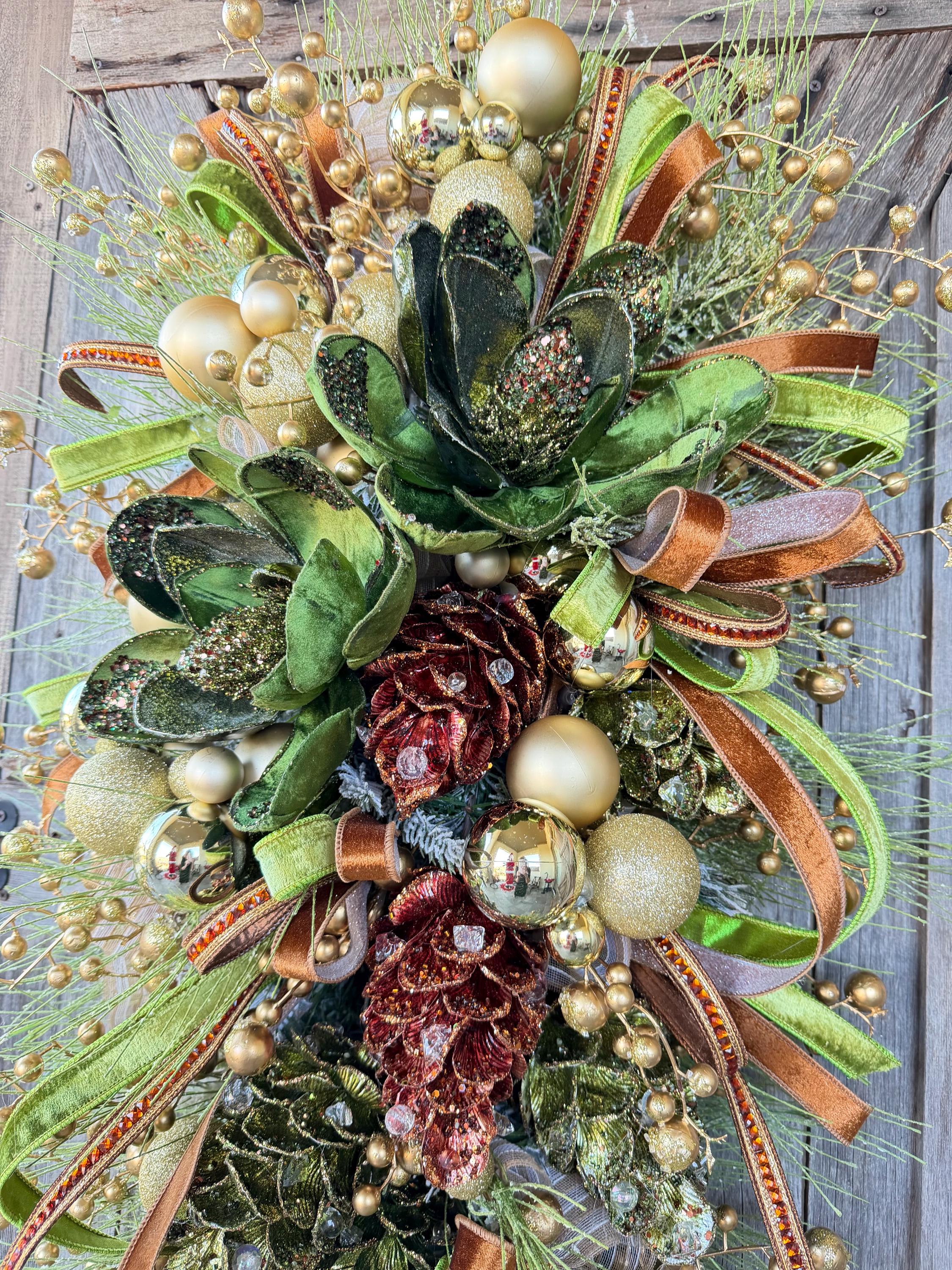 Olive Copper Christmas Decor, Masculine Christmas, Christmas Swag, Christmas Wreath, Christmas Door Hanging, Holiday Swag