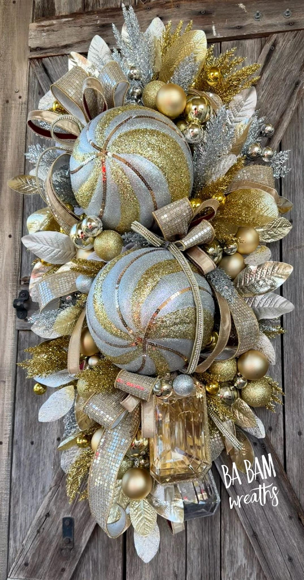 Gold Christmas Decor, Metallic Christmas, Christmas Swag, Christmas Wreath, Christmas Door Hanging, Holiday Swag