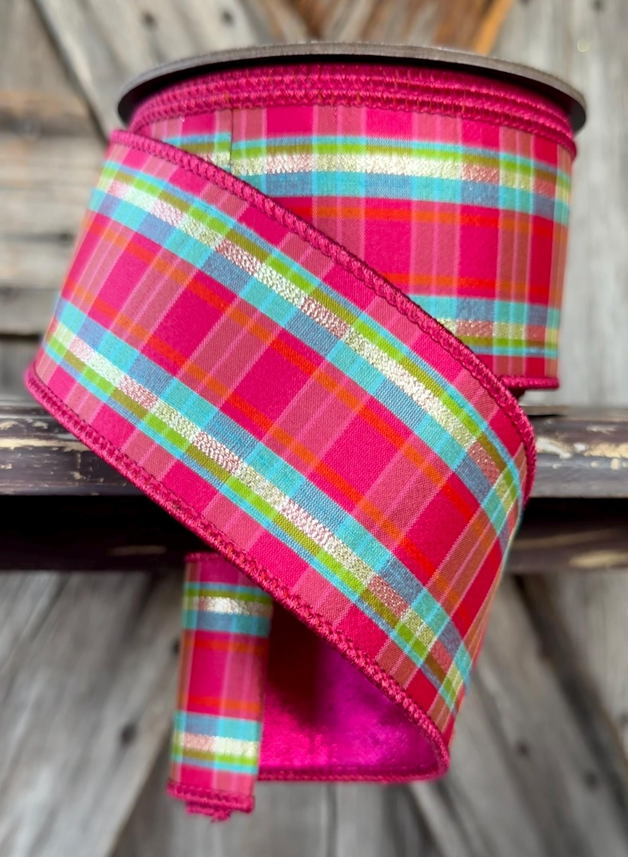 Festive Stripes Wired Ribon, 2.5 Inch