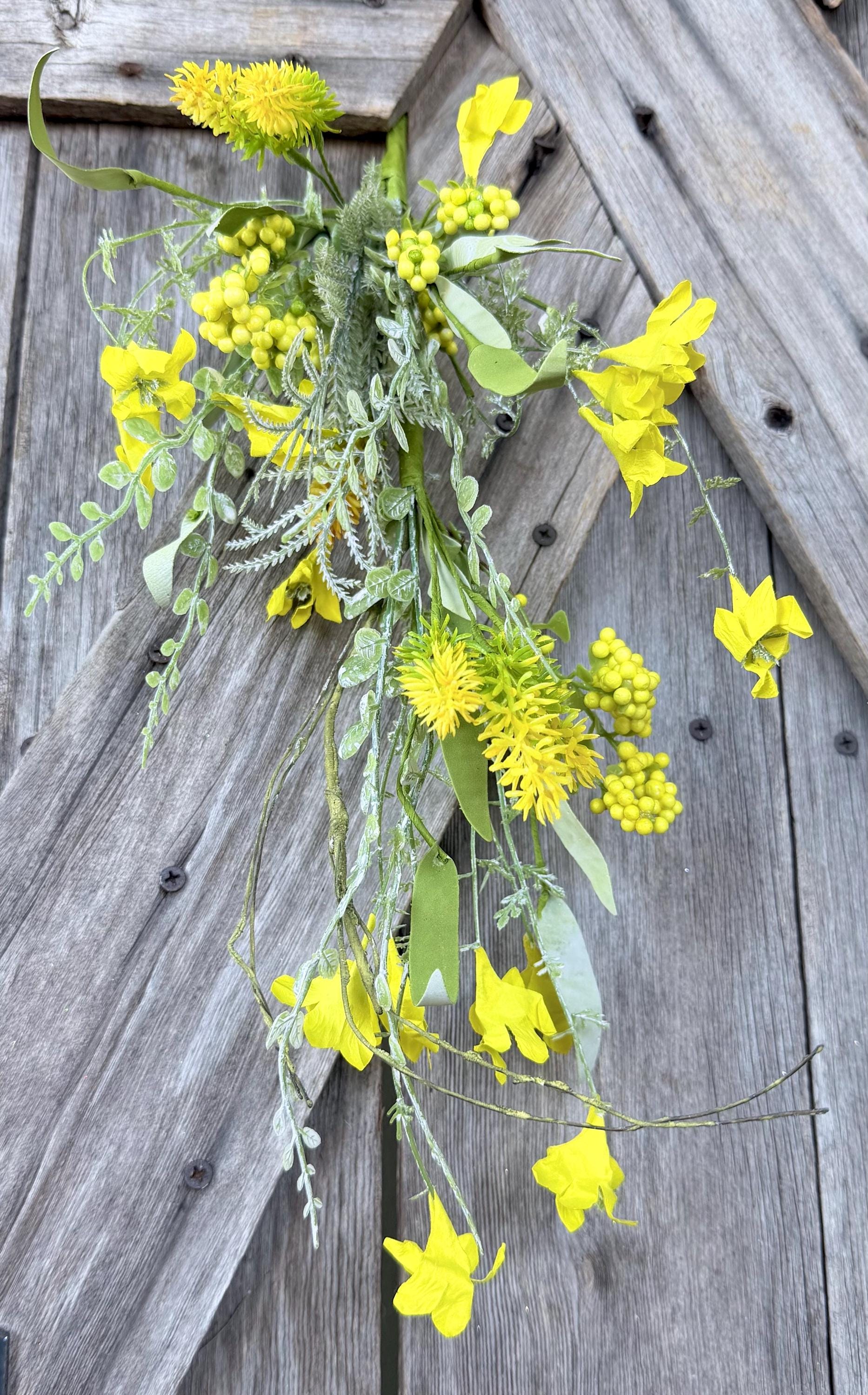 Yellow 60919 Floral Spray, Wreath Supply, Floral