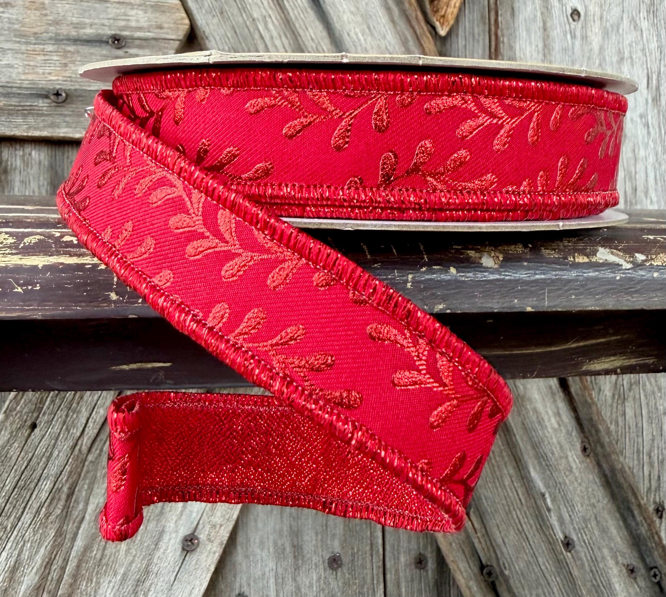 Red Foul Vine Wired Ribbon 7/8 Inch