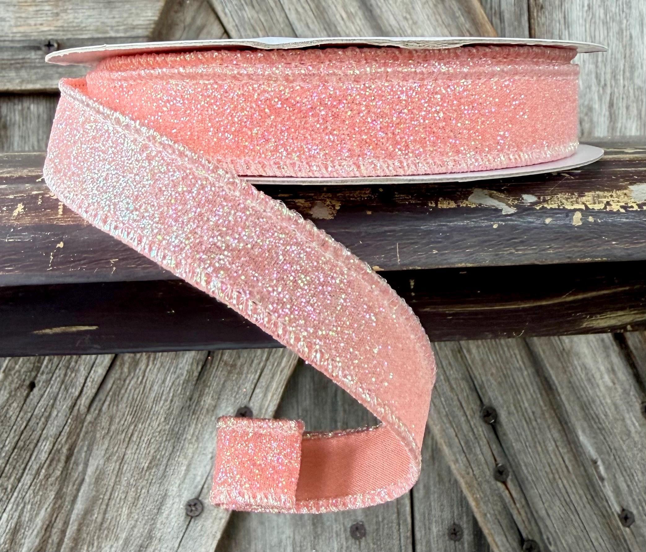 Coral Iridescent Wired Ribbon 5/8 Inch