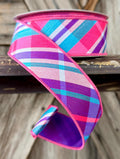 Hot Pink Purple Turquoise Wired Ribbon 1.5 Inch