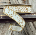 Ivory Gold Vine Wired Ribbon 5/8 Inch