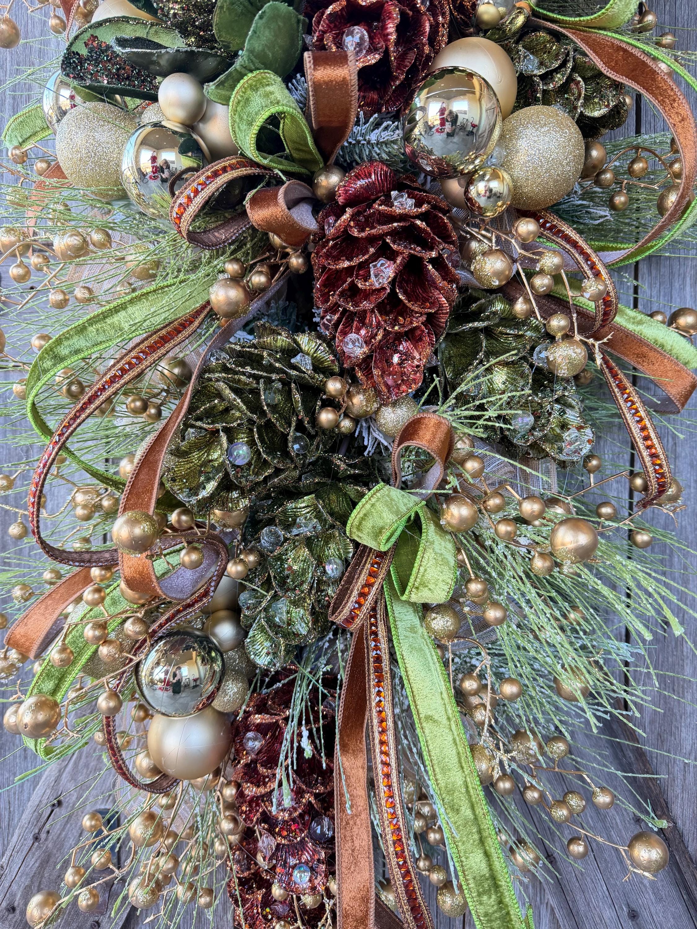 Olive Copper Christmas Decor, Masculine Christmas, Christmas Swag, Christmas Wreath, Christmas Door Hanging, Holiday Swag