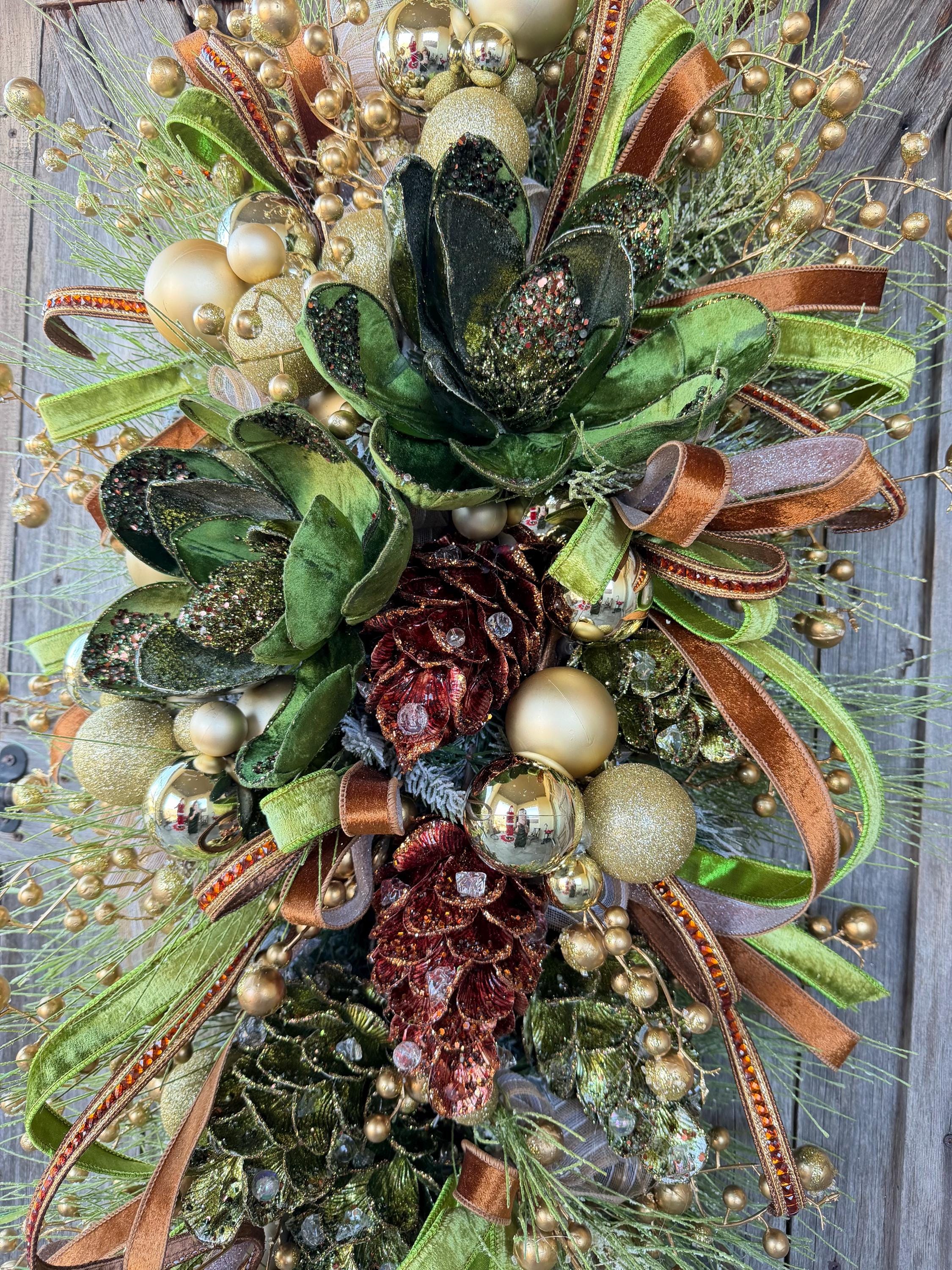 Olive Copper Christmas Decor, Masculine Christmas, Christmas Swag, Christmas Wreath, Christmas Door Hanging, Holiday Swag