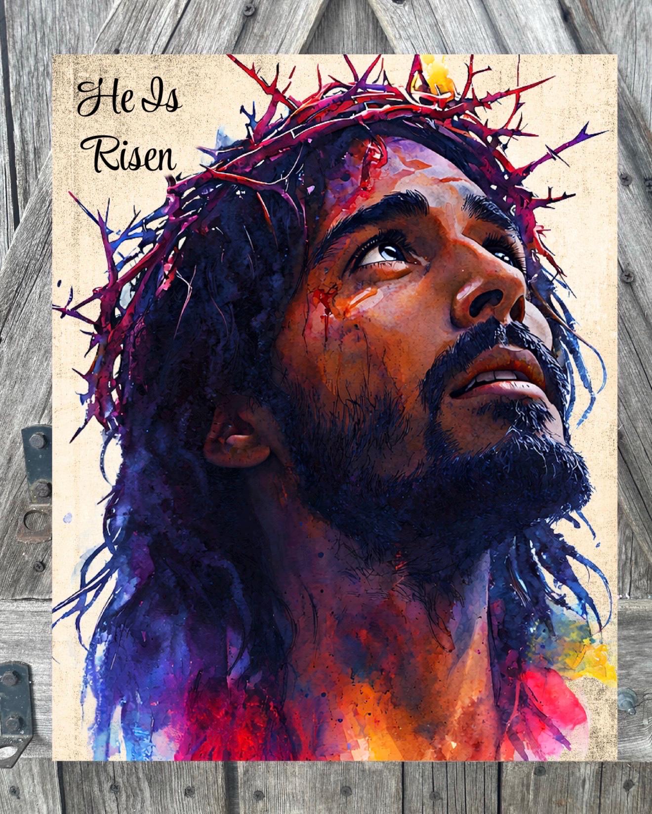 He Is Risen, Black Colorful, Easter Sign, Easter Decor, Spring Sign