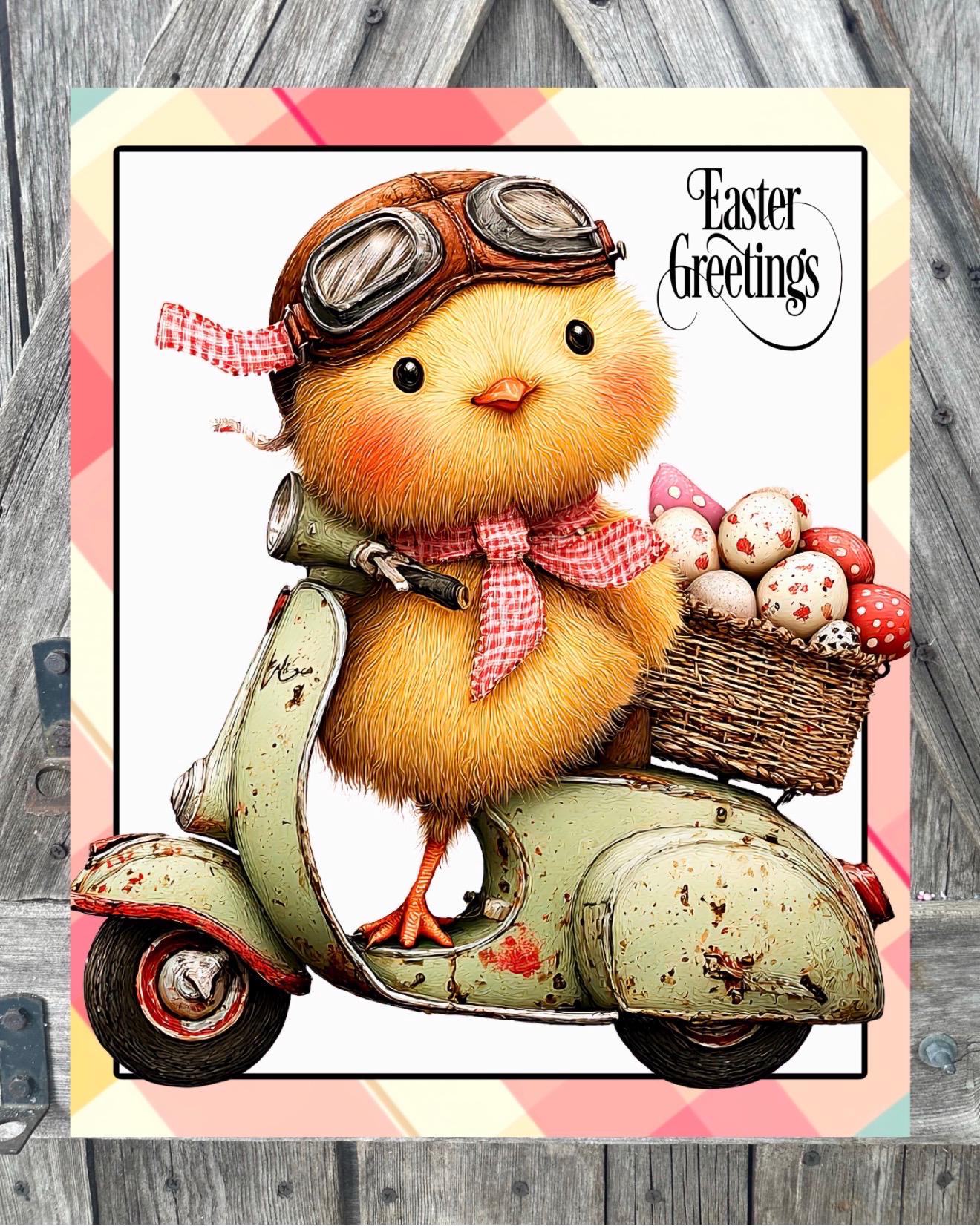 Easter Greetings Chick, Easter Sign, Spring Decor, Spring Sign