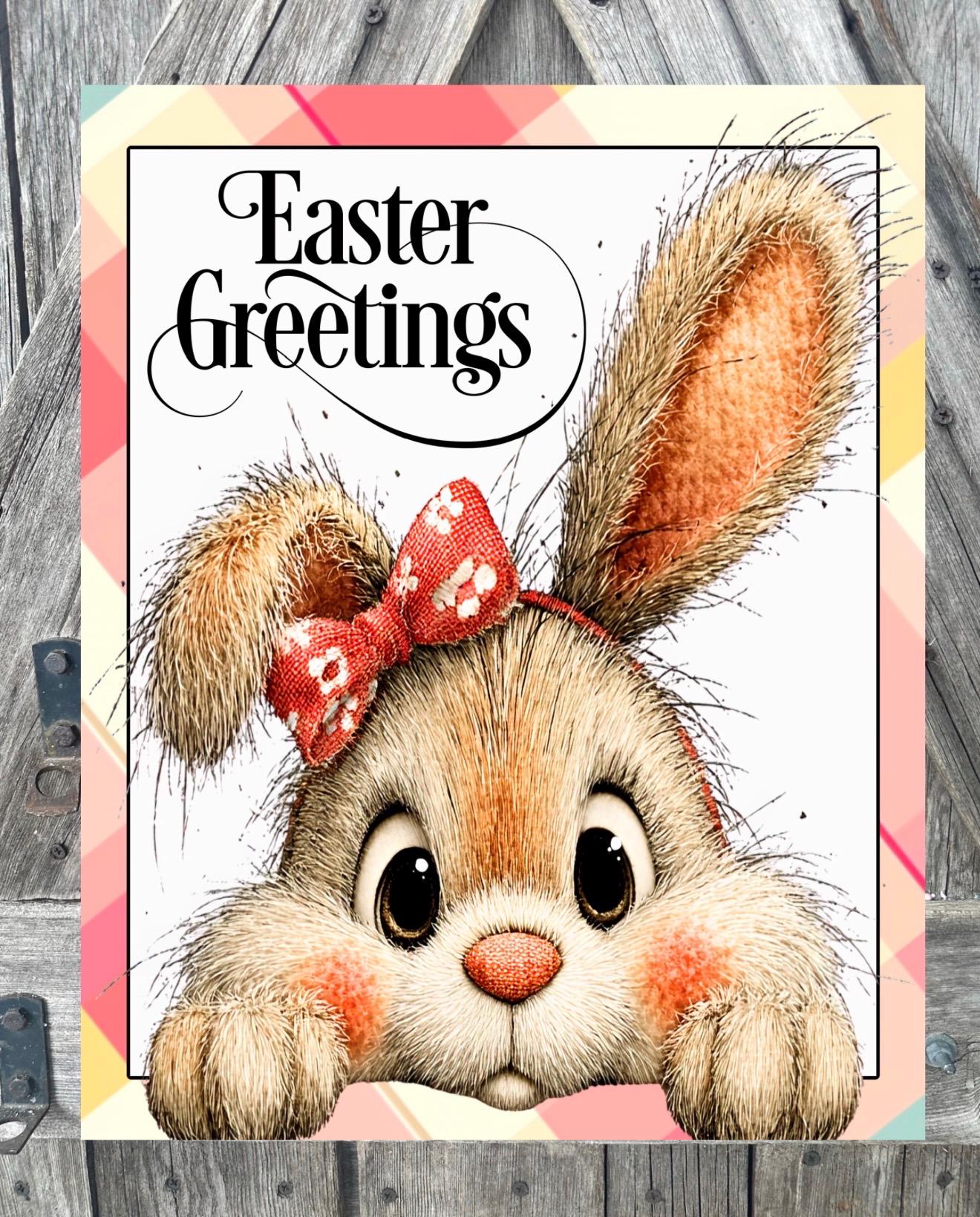 Easter Greetings Bunny, Easter Sign, Spring Decor, Spring Sign