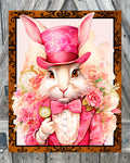 Pink Dapper Rabbit, Easter Sign, Easter Decor, Spring Sign