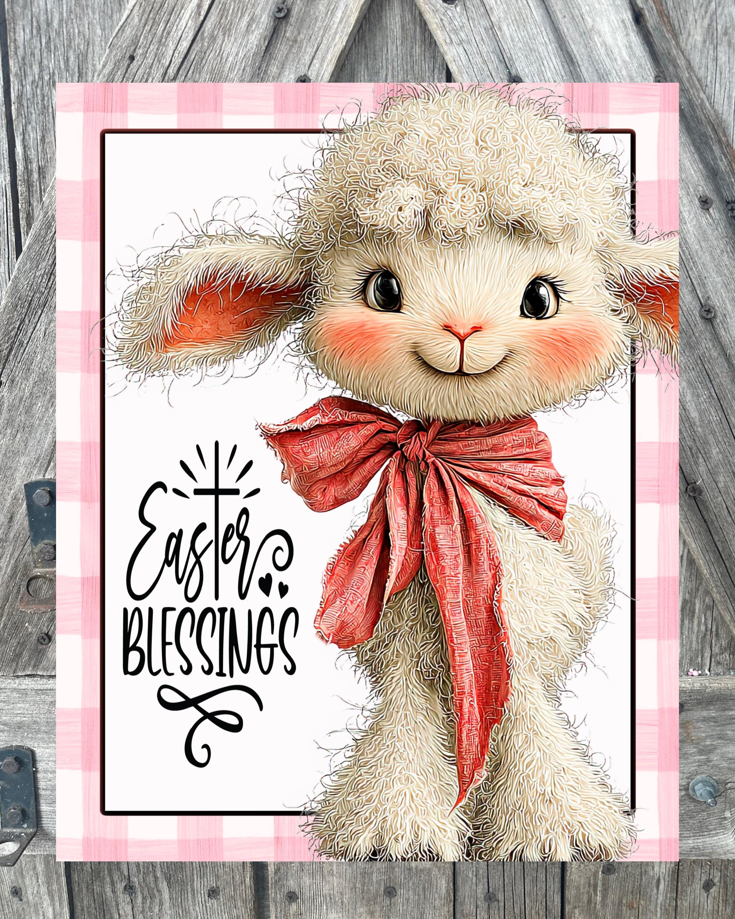 Easter Blessings Lamb, Easter Sign, Easter Decor, Spring Sign