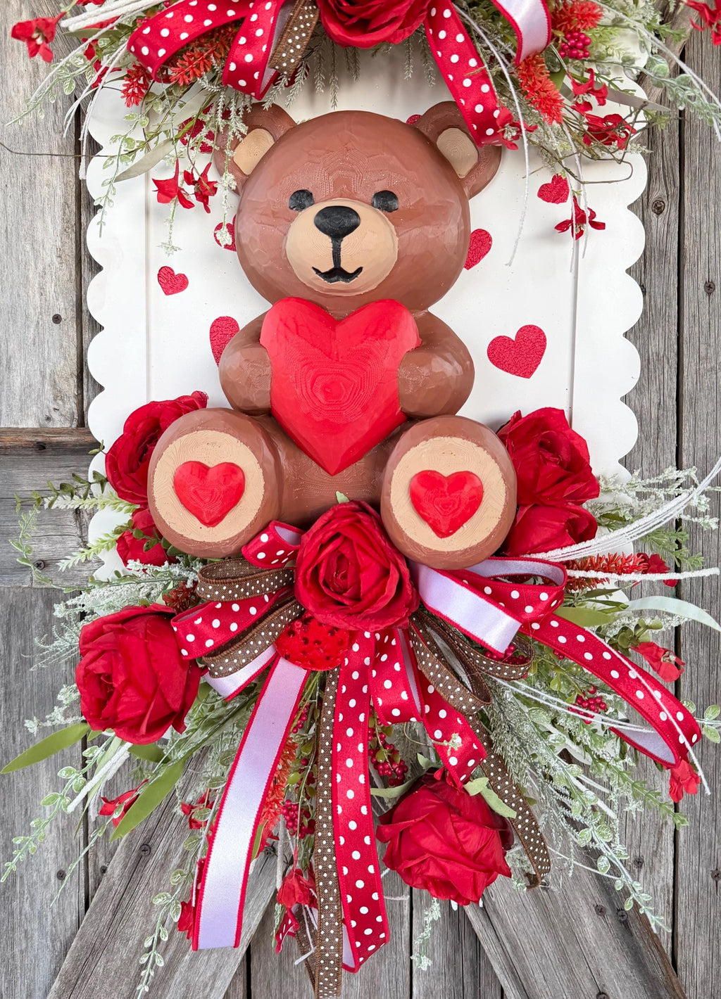 Valentine Wreath, Valentine Decor, Valentine Door, Love Wreath, Teddy Bear Decor, Heart Decor, Heart Wreath