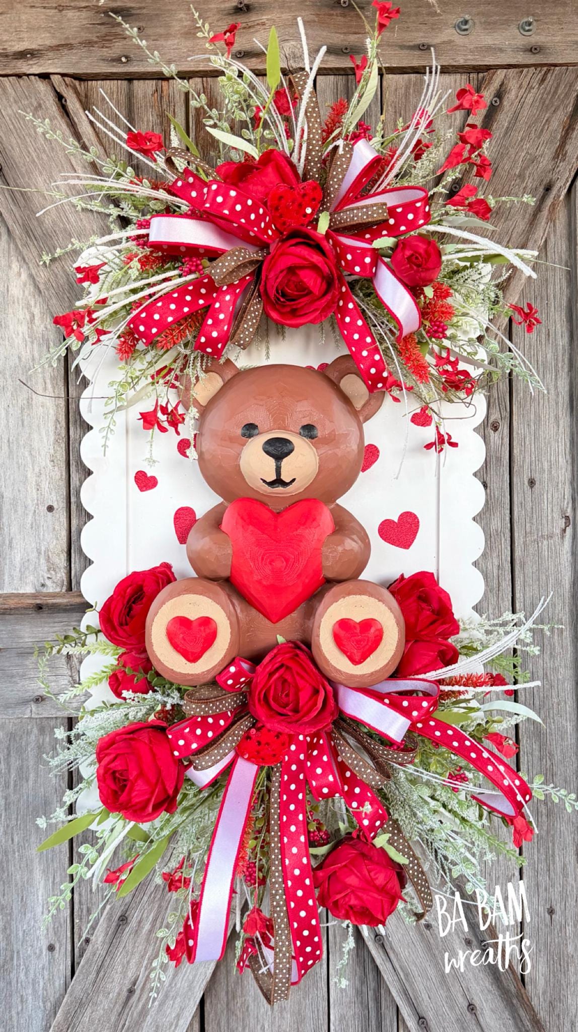 Valentine Wreath, Valentine Decor, Valentine Door, Love Wreath, Teddy Bear Decor, Heart Decor, Heart Wreath