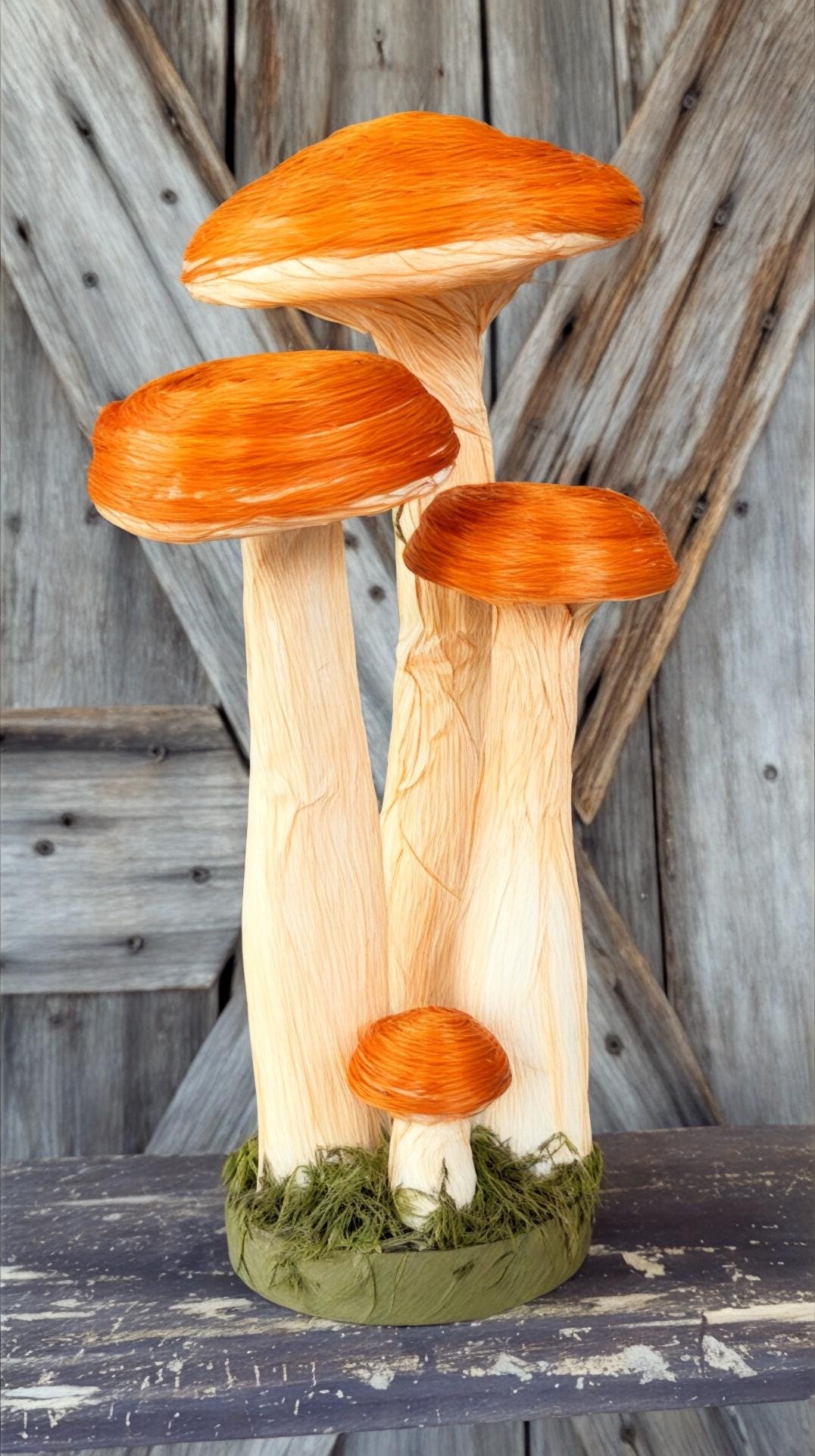 Mushroom Trio, 12 Inches, Orange