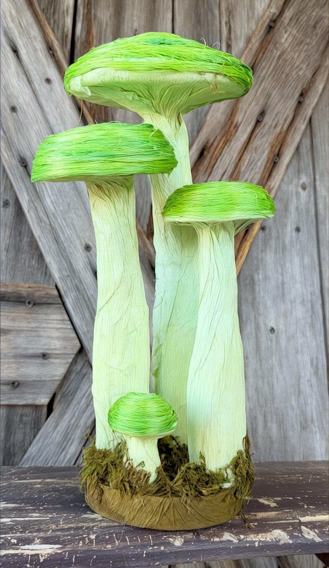 Mushroom Trio, 12 Inches, Green