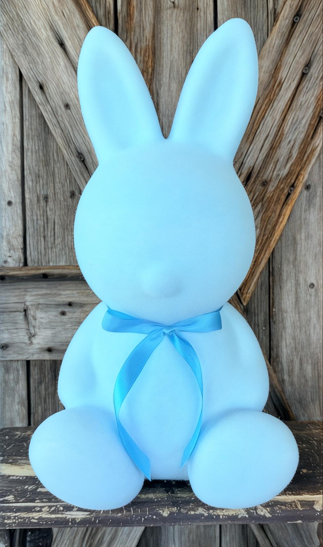 Large Blue Chubby Bunny Flocked, 16 Inches