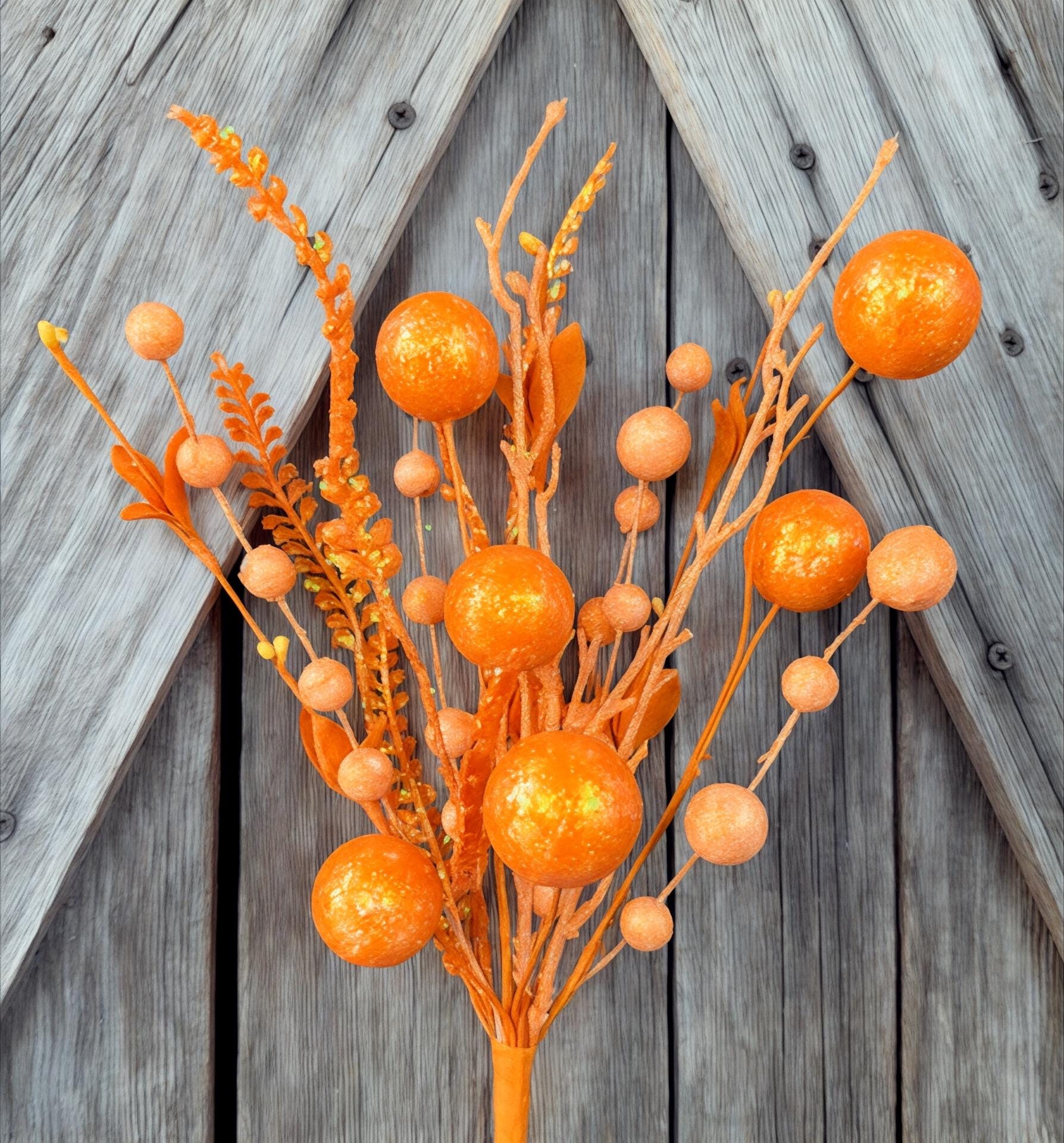 Orange Glitter Ball Filler Bush