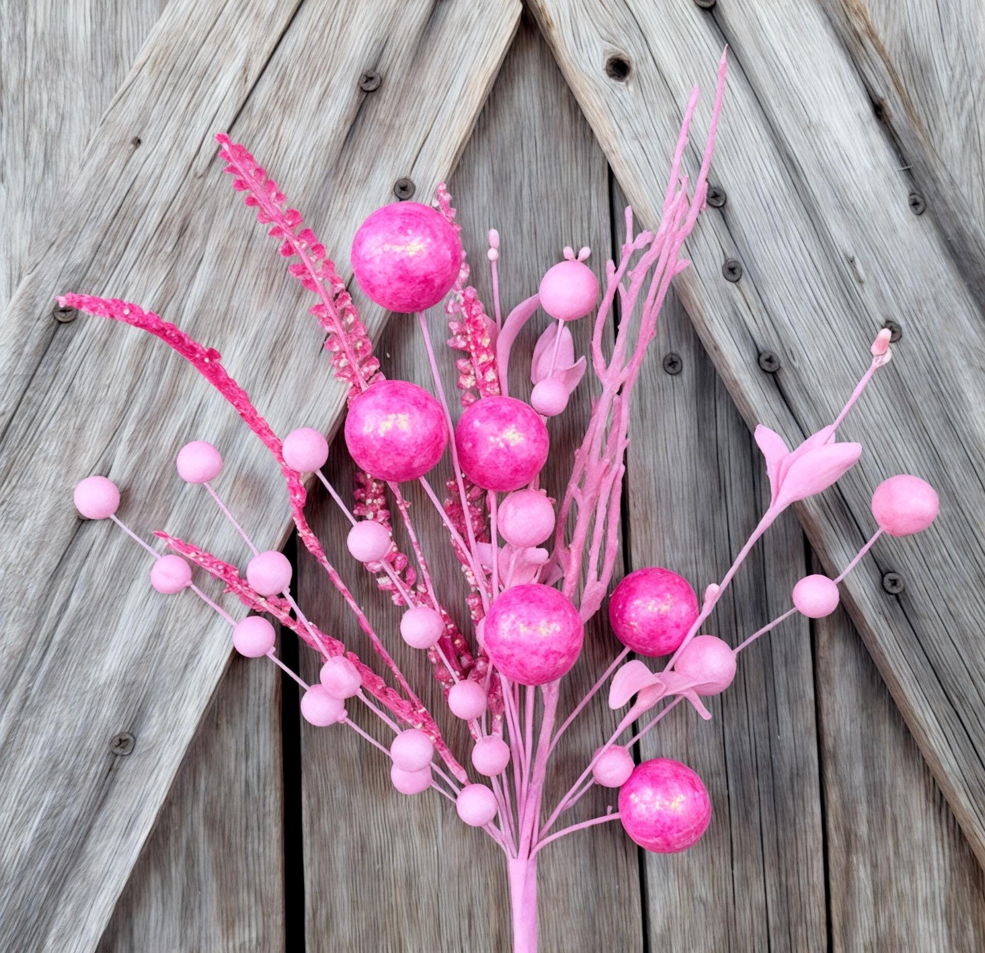 Pink Glitter Ball Filler Bush
