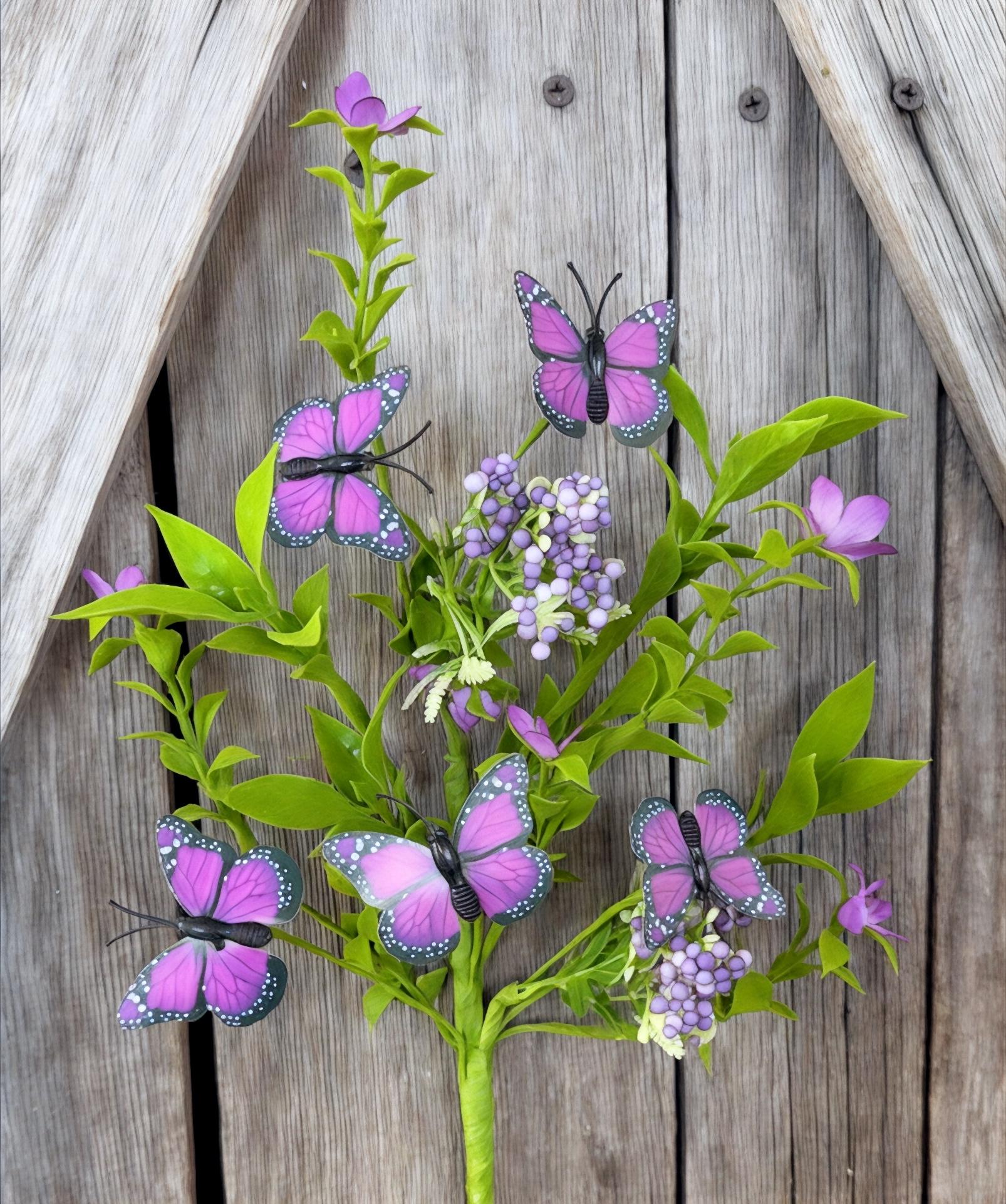 Purple Butterfly Floral Spray, Wreath Supply, Floral