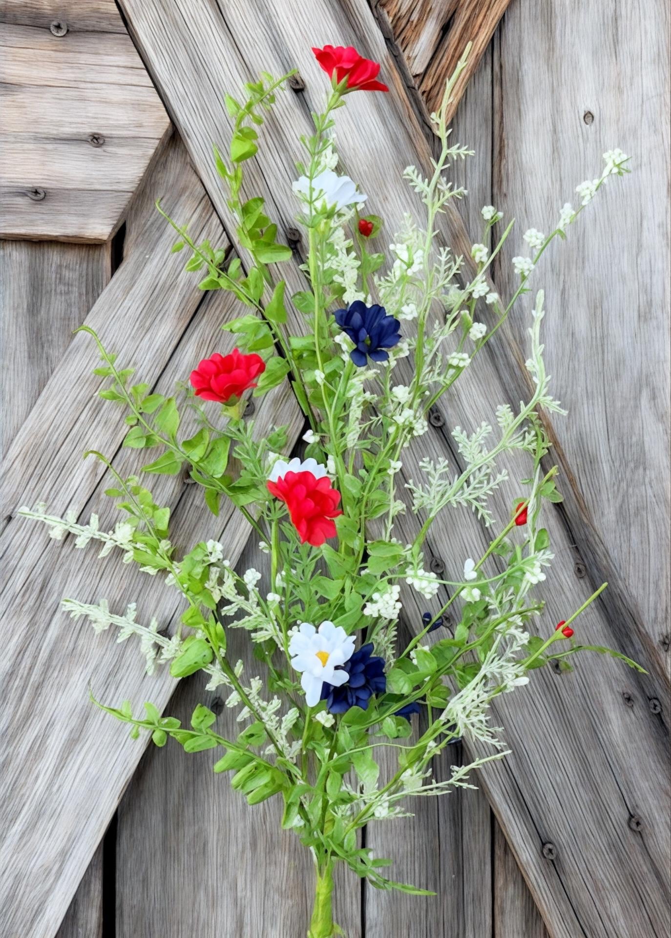 Red White Blue Flower Filler Spray, Wreath Supply, Floral