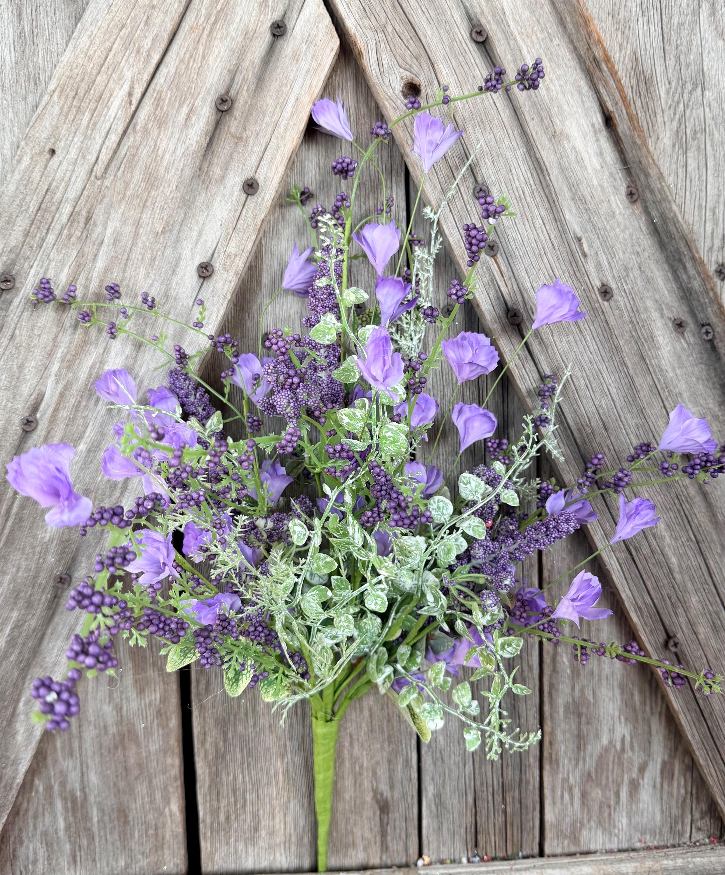 Purple Dainty Berry Wildflower Floral Spray, Wreath Supply, Floral