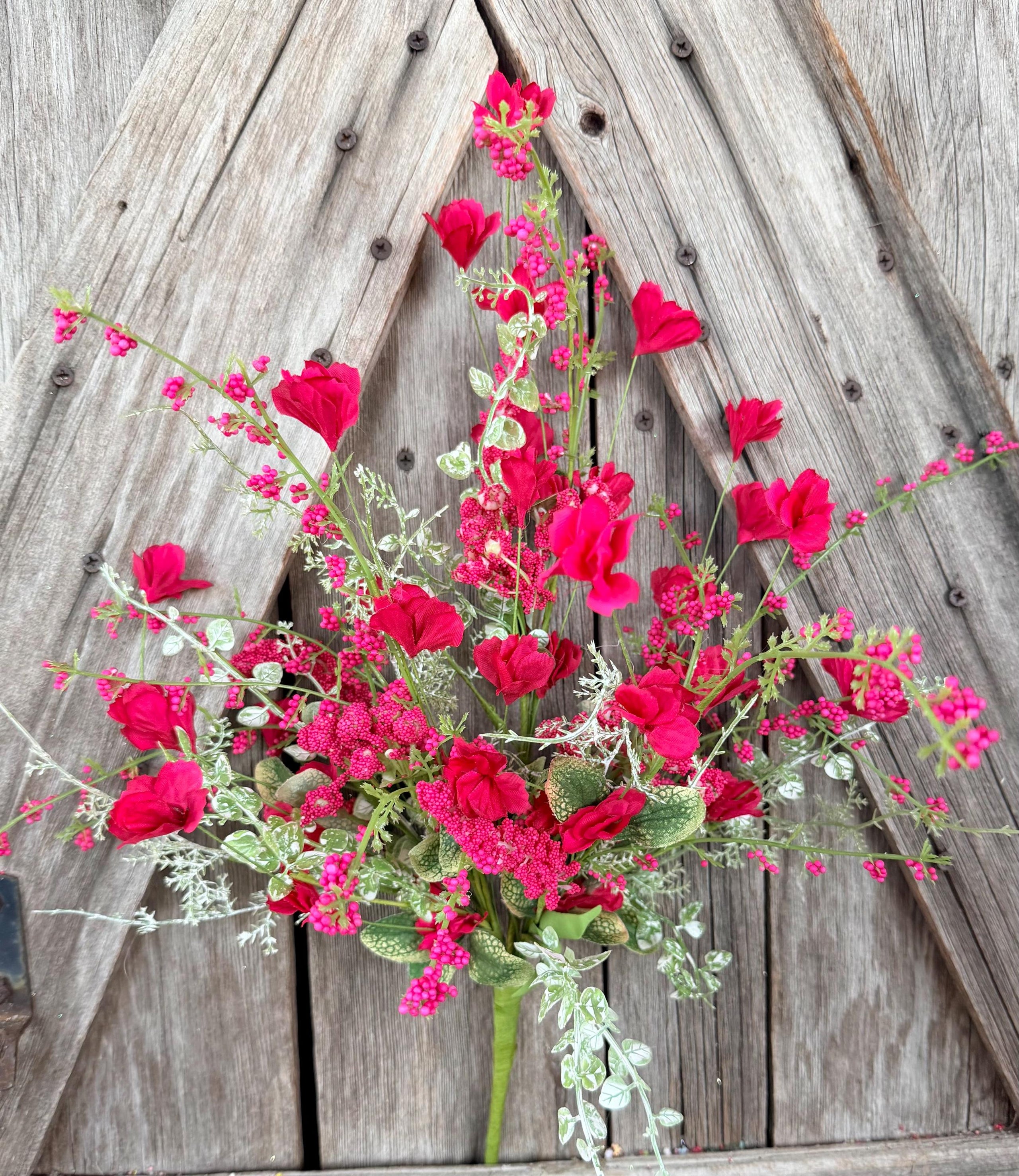 Hot Pink Dainty Berry Wildflower Floral Spray, Wreath Supply, Floral