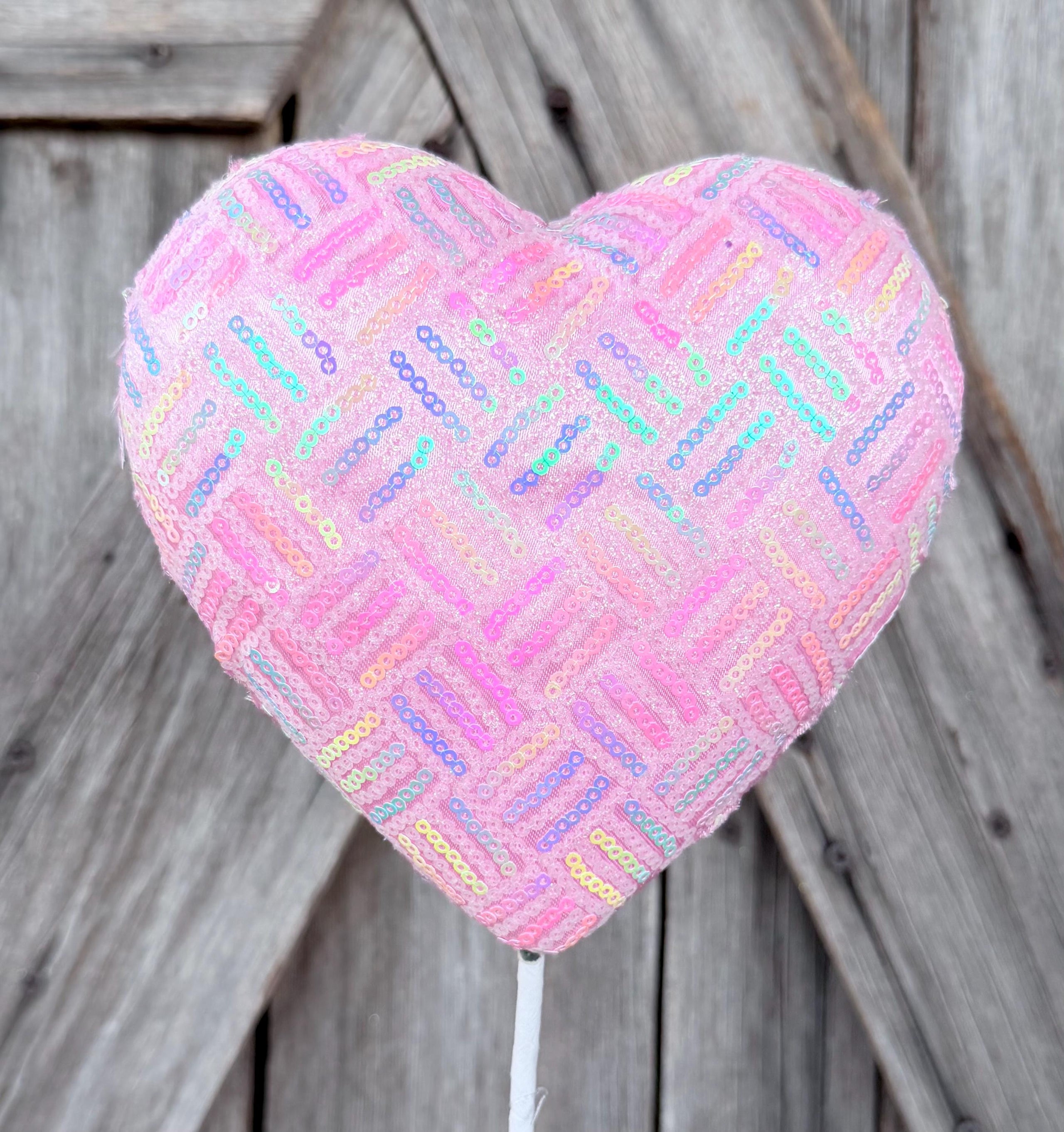 Pastel Pink Heart Pick, 7 Inch Heart