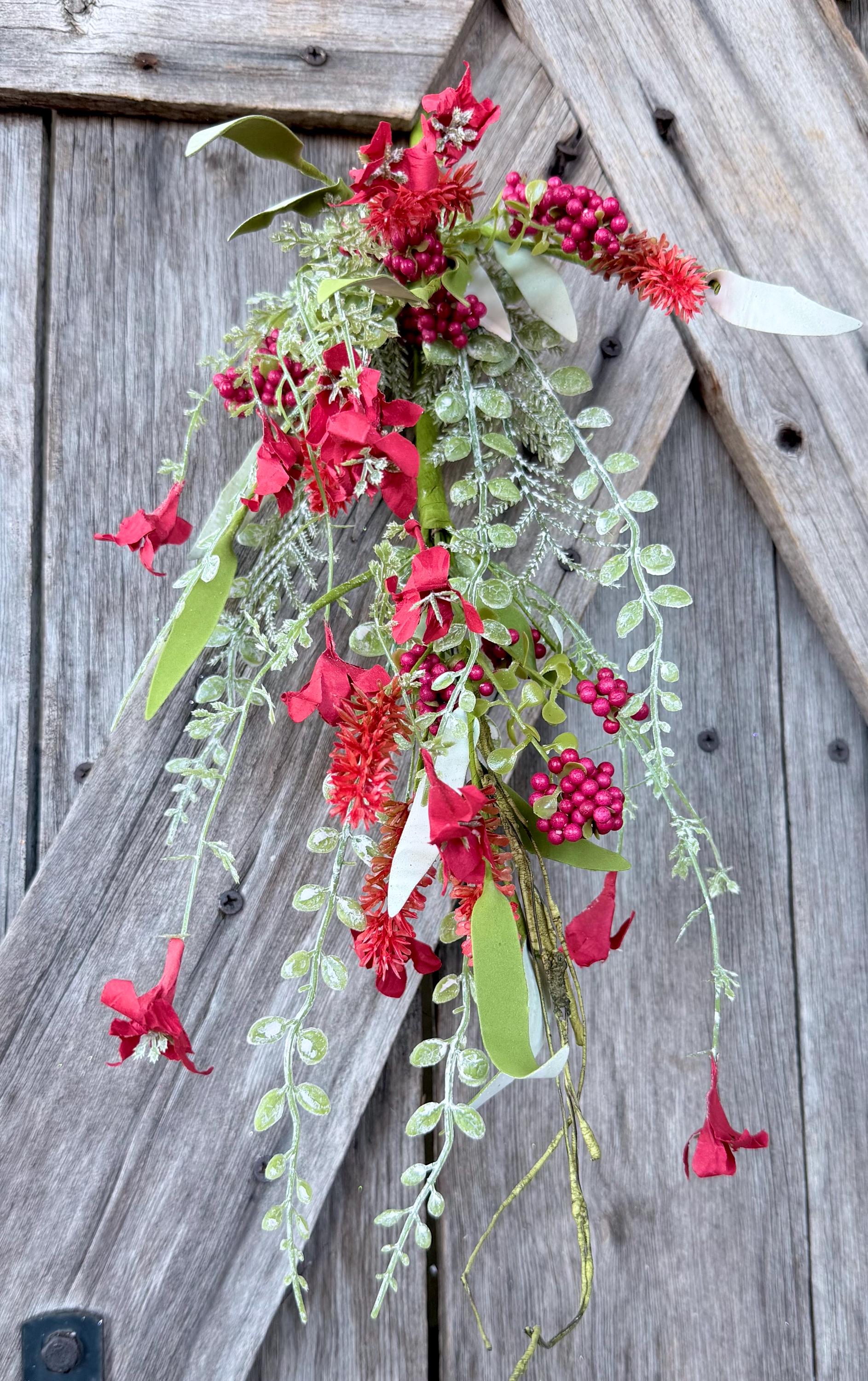 Red 60919 Floral Spray, Wreath Supply, Floral