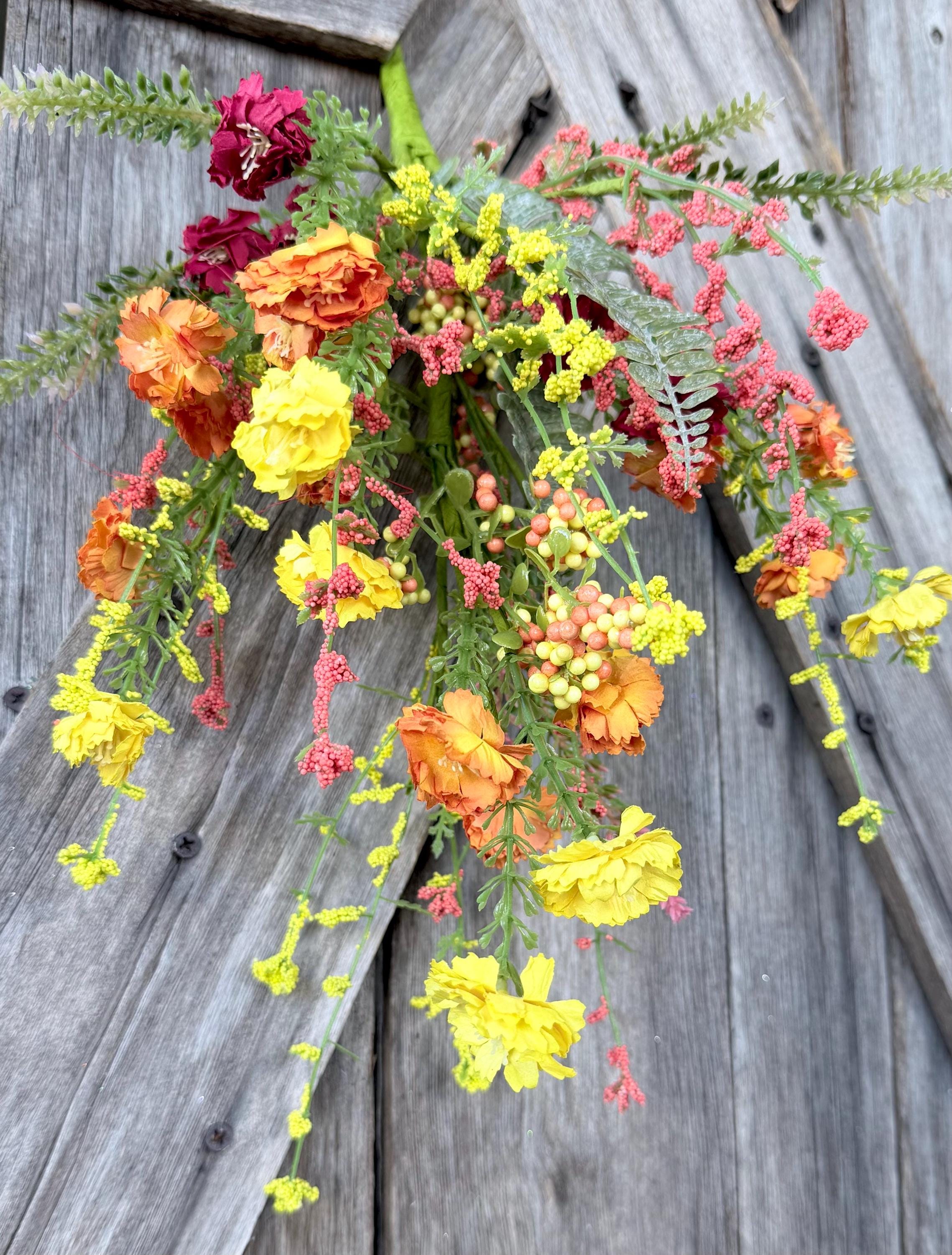 Yellow Red Spring Flower Bush, Wreath Supply, Floral