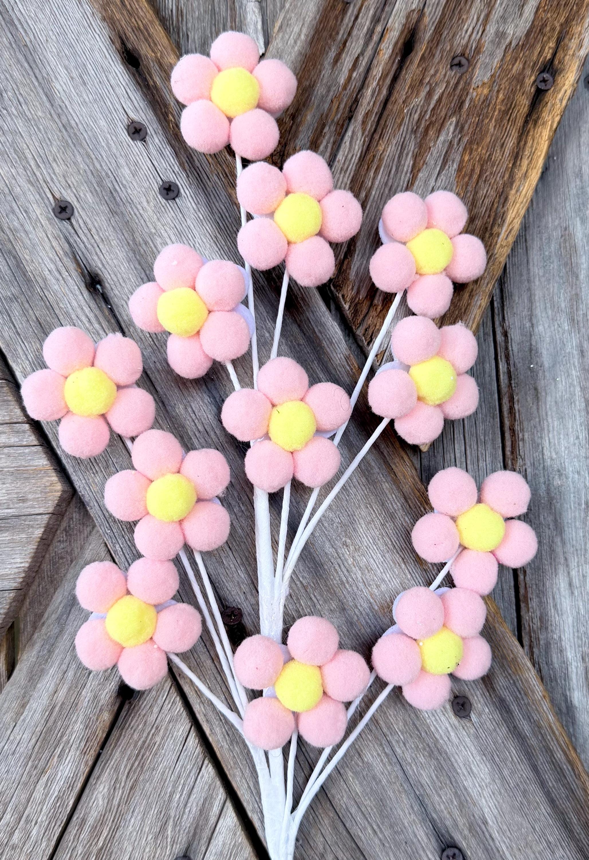 Pink Felt Daisy Spray , Wreath Supply, Floral