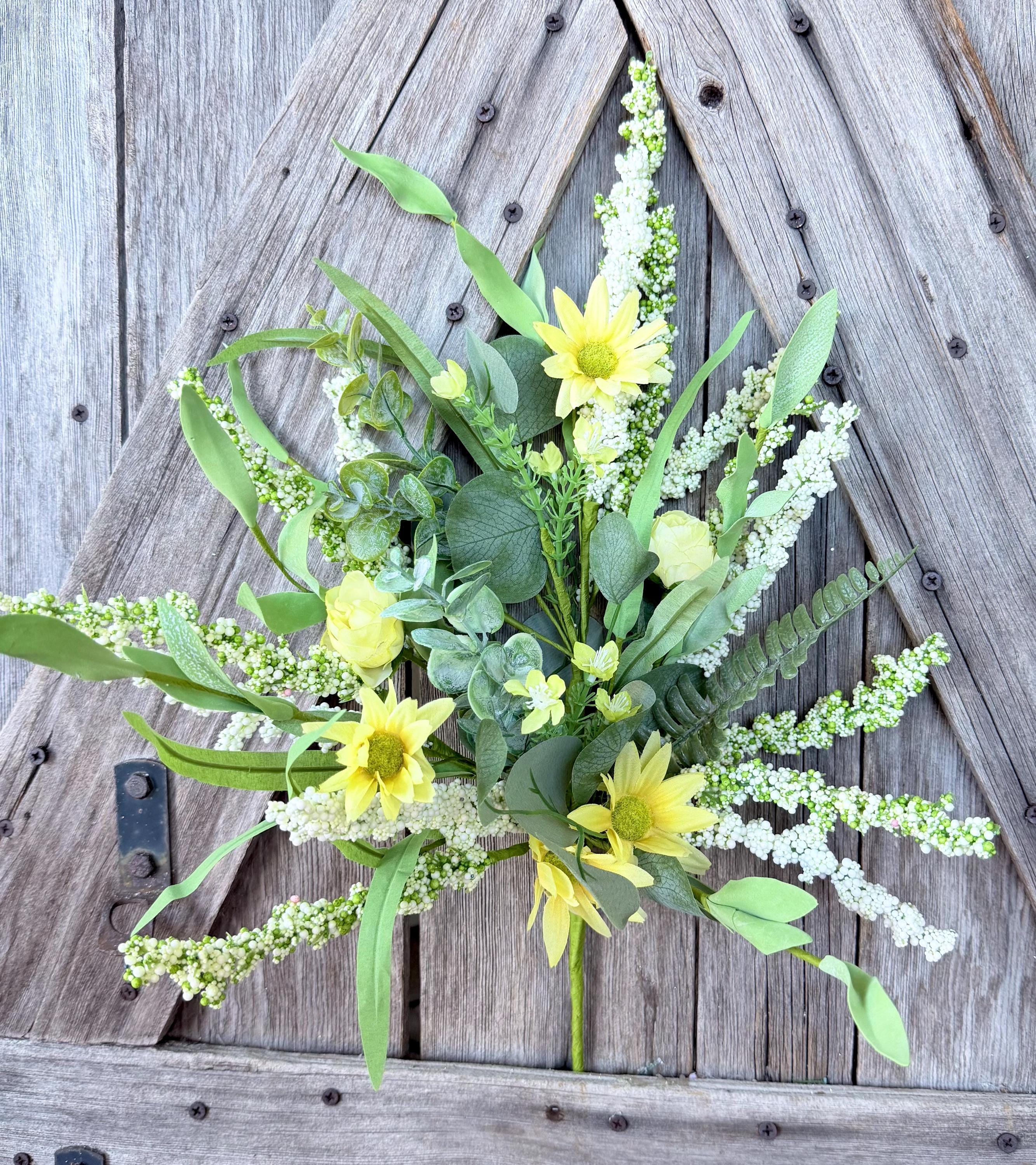 Yellow Floral Mixed Heather Bush, Wreath Supply, Floral
