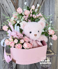 Valentines Centerpiece, Valentine Decor, Teddy Bear, Valentine Floral, Floral