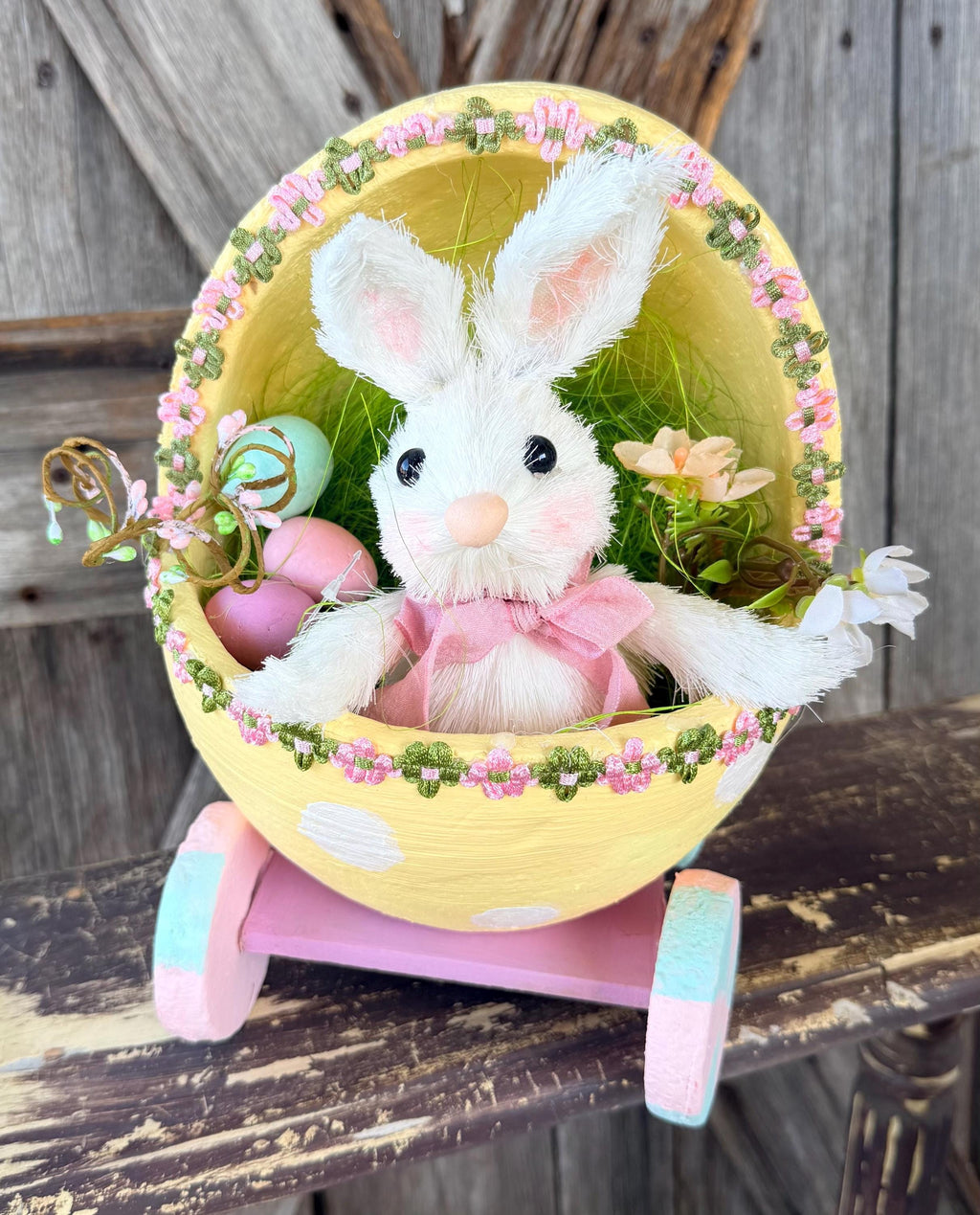 Bunny In The Cart, 10.5 Inches