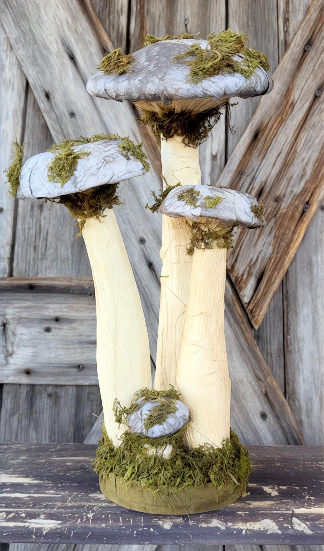 Mushroom Trio, 12 Inches, Natural