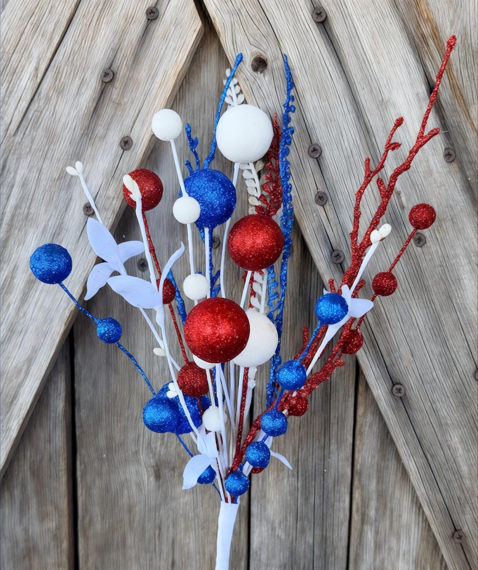 Red White Blue Glitter Ball Filler Bush
