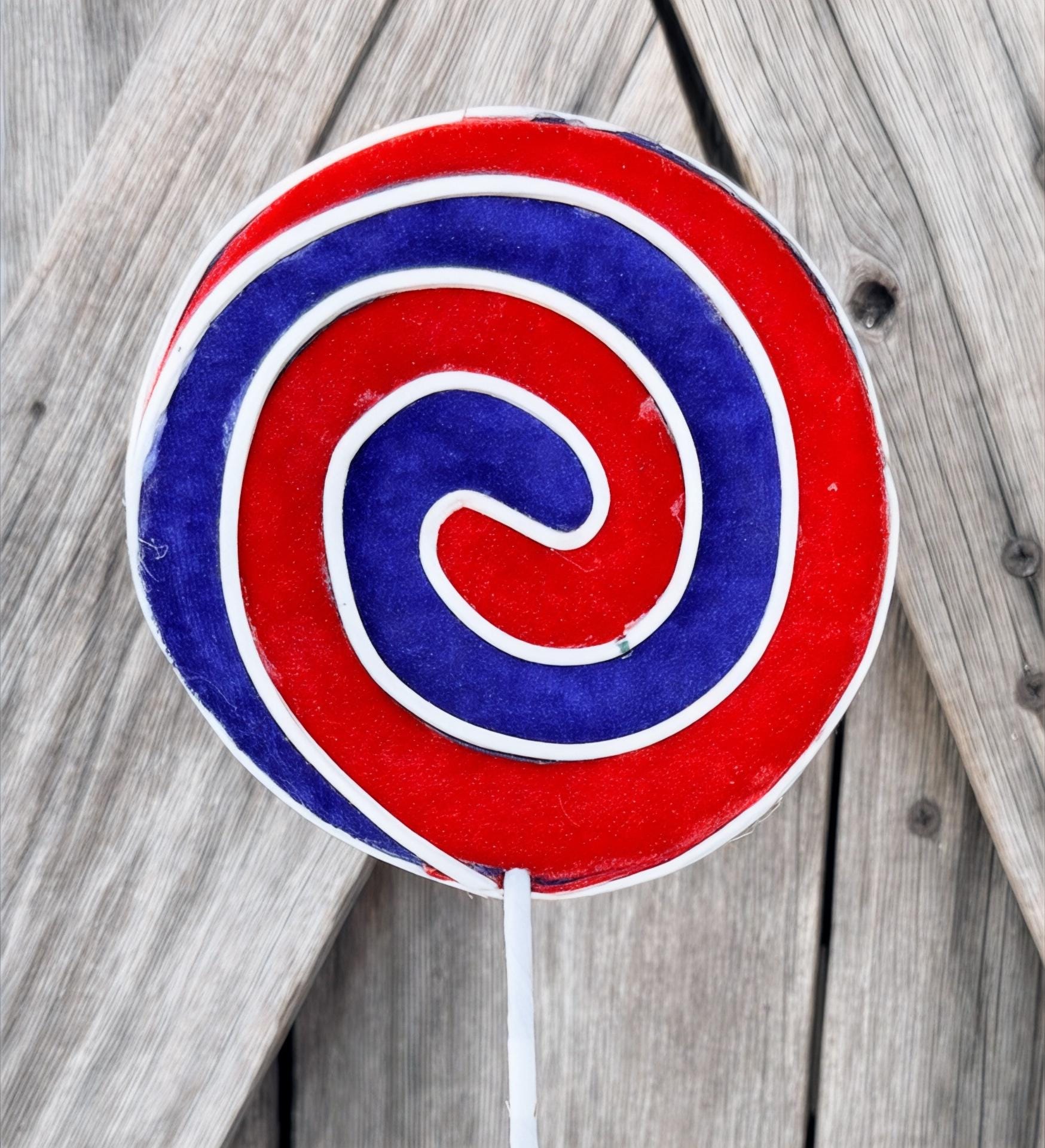 Blue Red Swirl Lollipop Pick