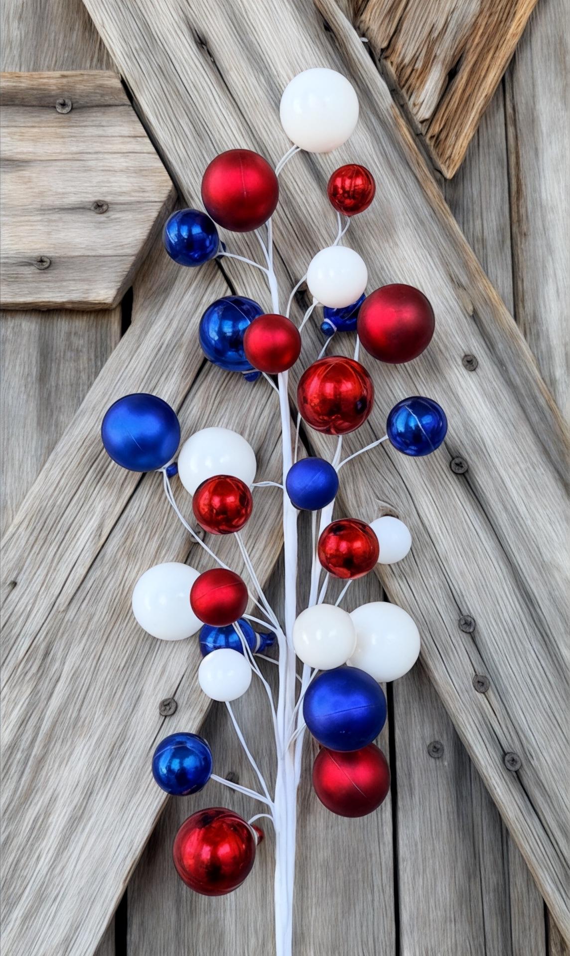 Red White Blue Ball Spray , Wreath Supply, Floral