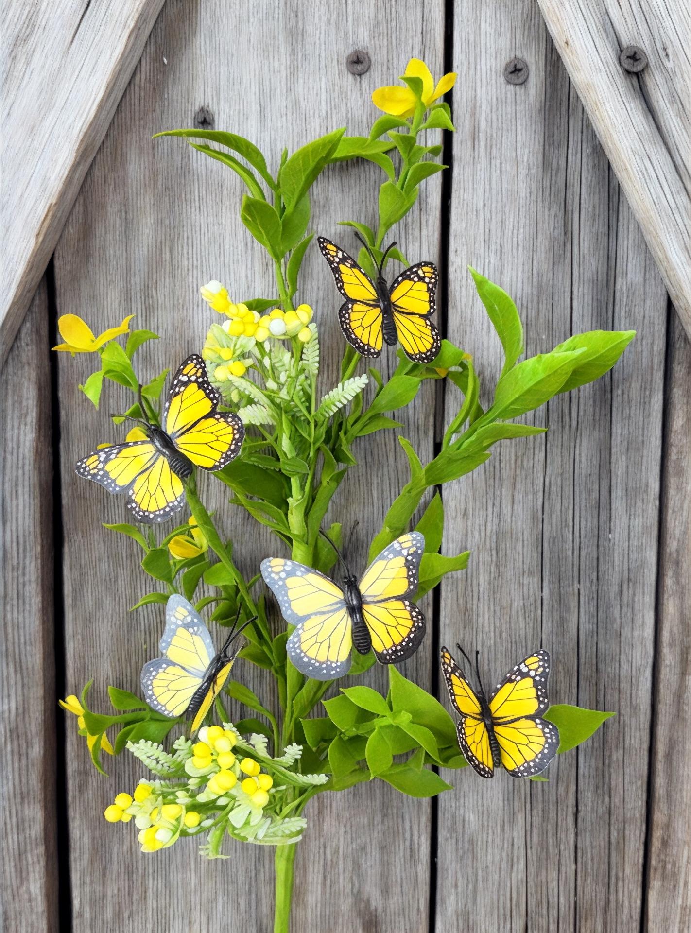 Yellow Butterfly Floral Spray, Wreath Supply, Floral