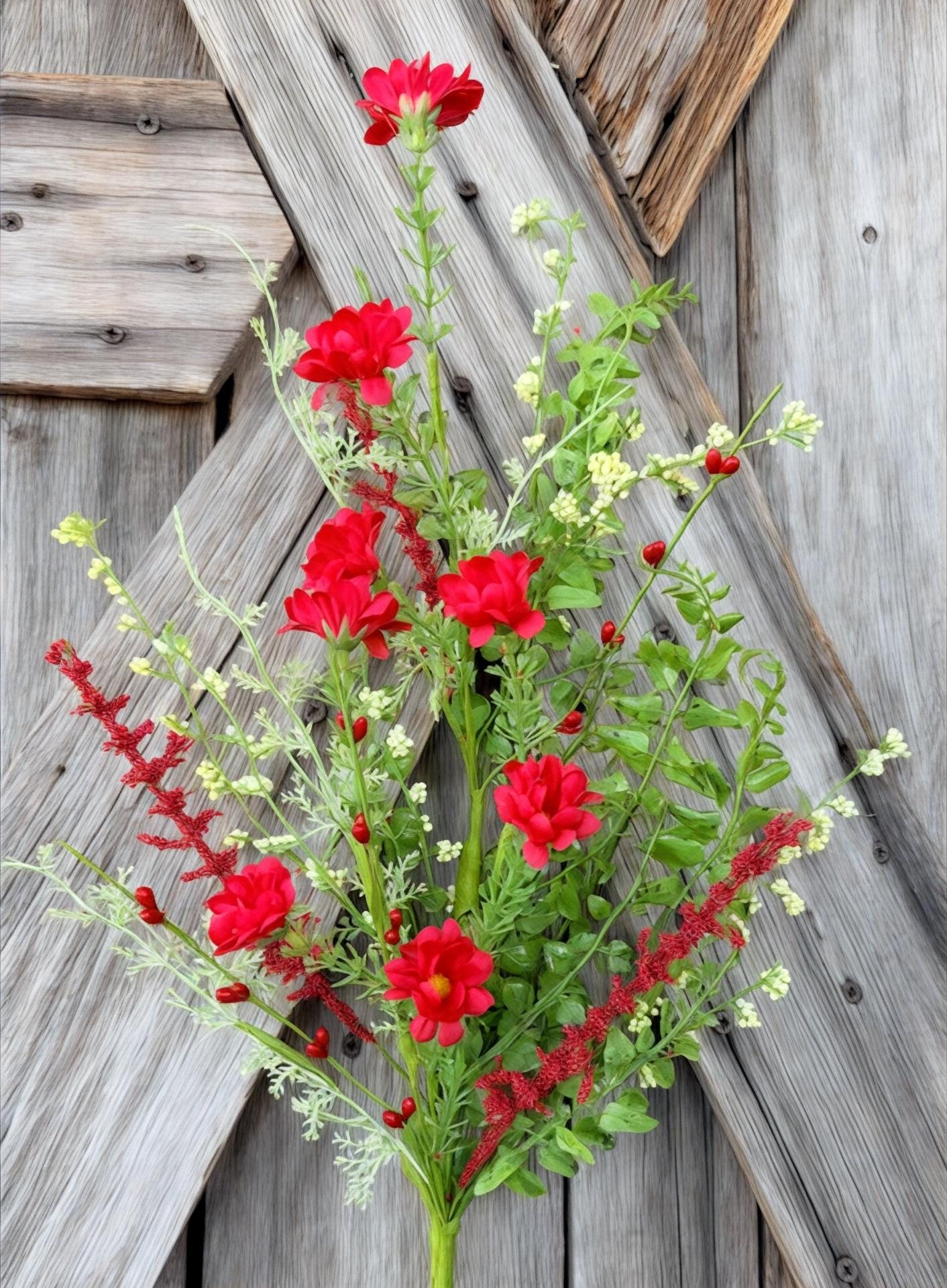 Red Flower Filler Spray, Wreath Supply, Floral